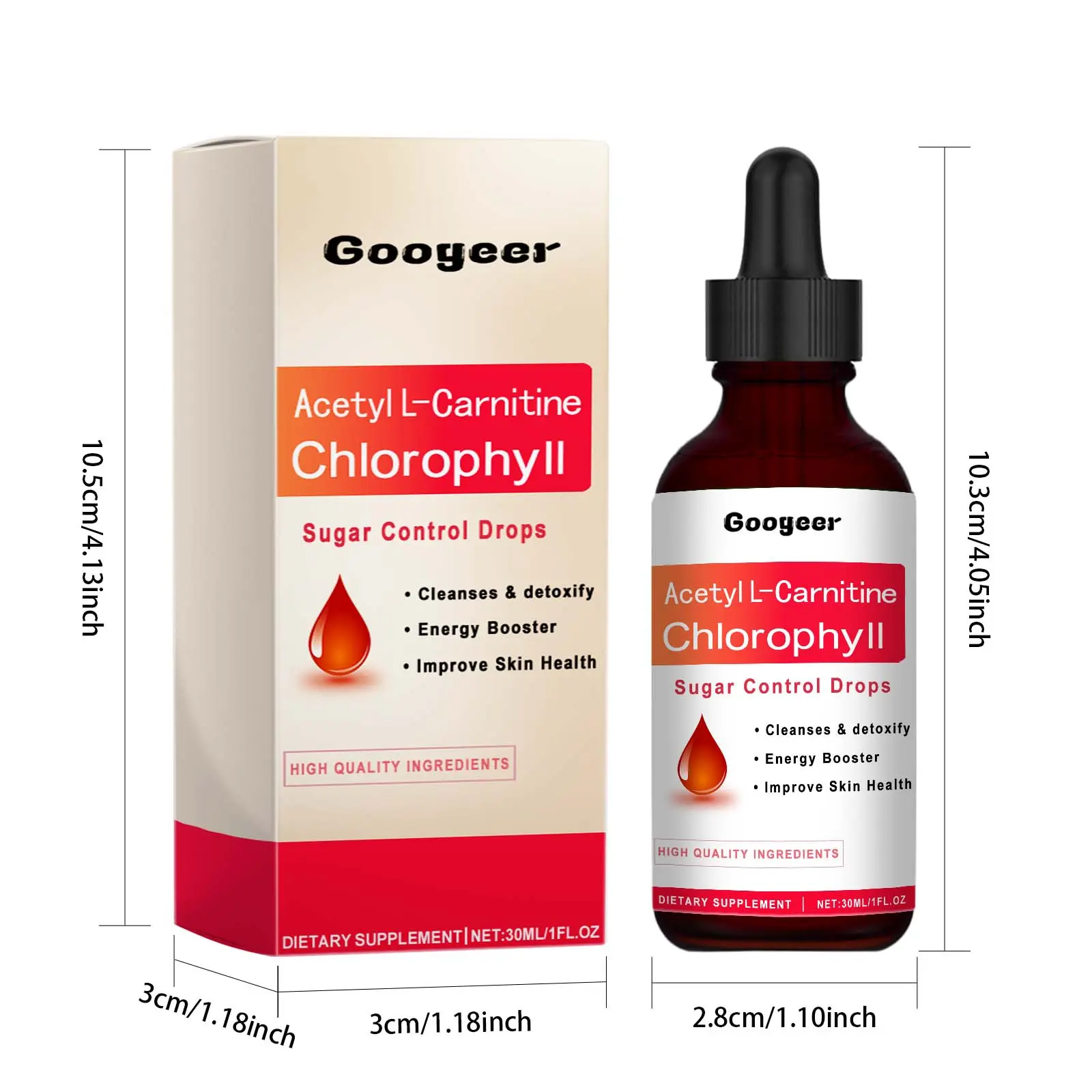 Acetyl-Carnitine Chlorophyll Drops for Daily Nutritional Wellness - Googeer 7 googeer acetyil carnitine sugar control GOI02 A027 30 RD1 1931