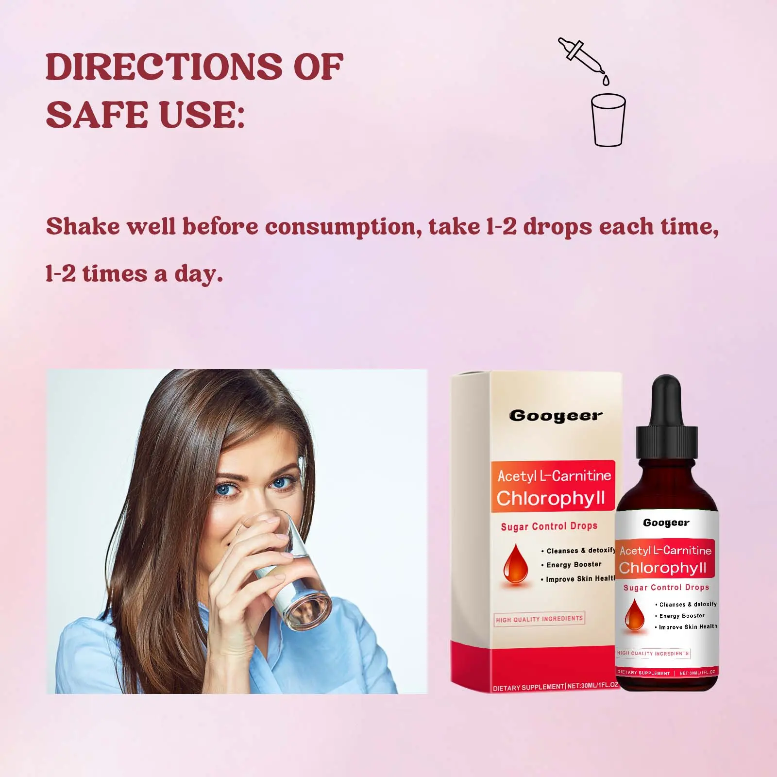 Acetyl-Carnitine Chlorophyll Drops for Daily Nutritional Wellness - Googeer 10 googeer acetyil carnitine sugar control GOI02 A027 30 RD1 1934