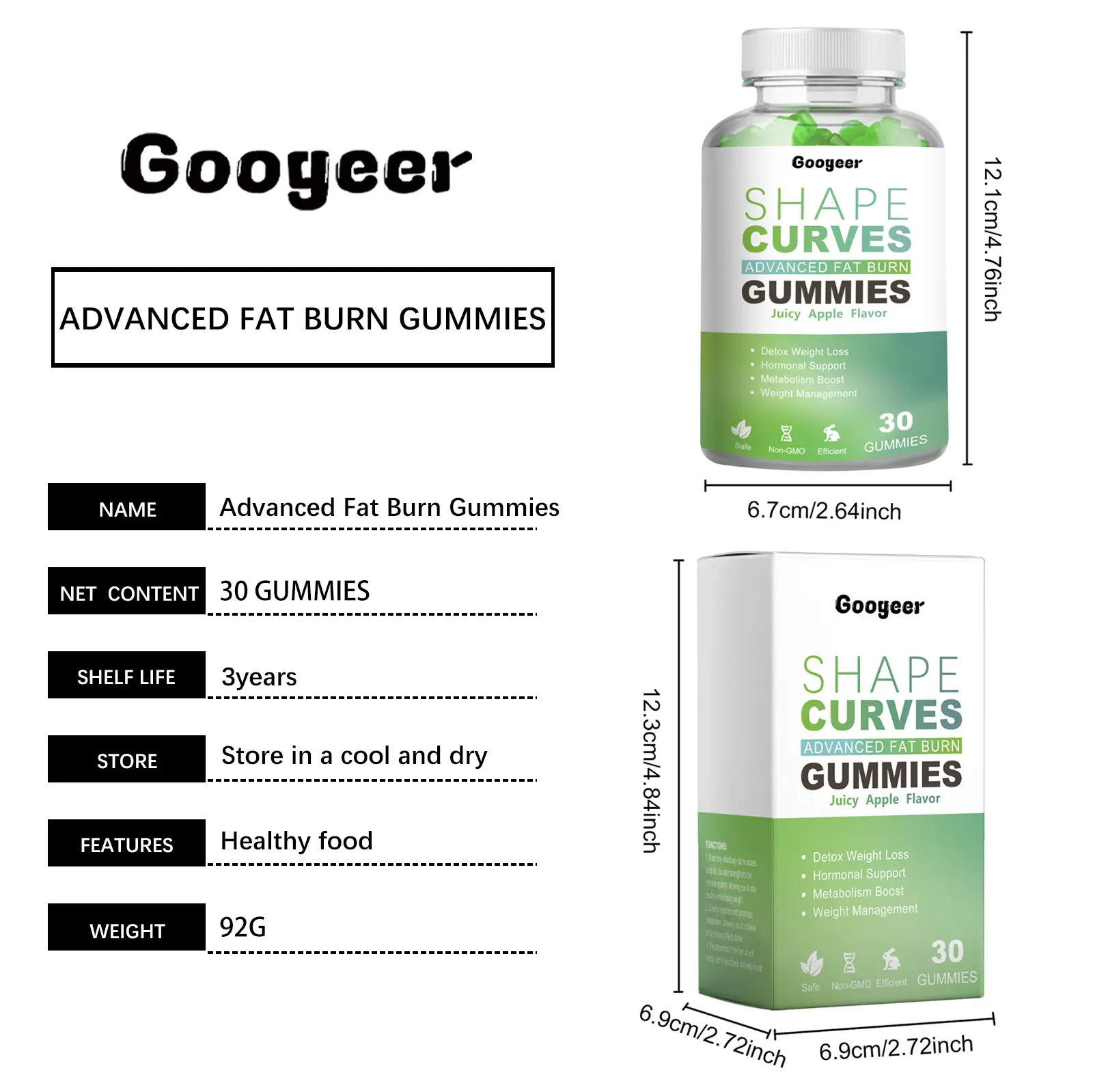 Energy Gummies with Natural Fruit Flavor by Googeer 7 googeer advanced fat burn gummies GO I02 0168 01 351