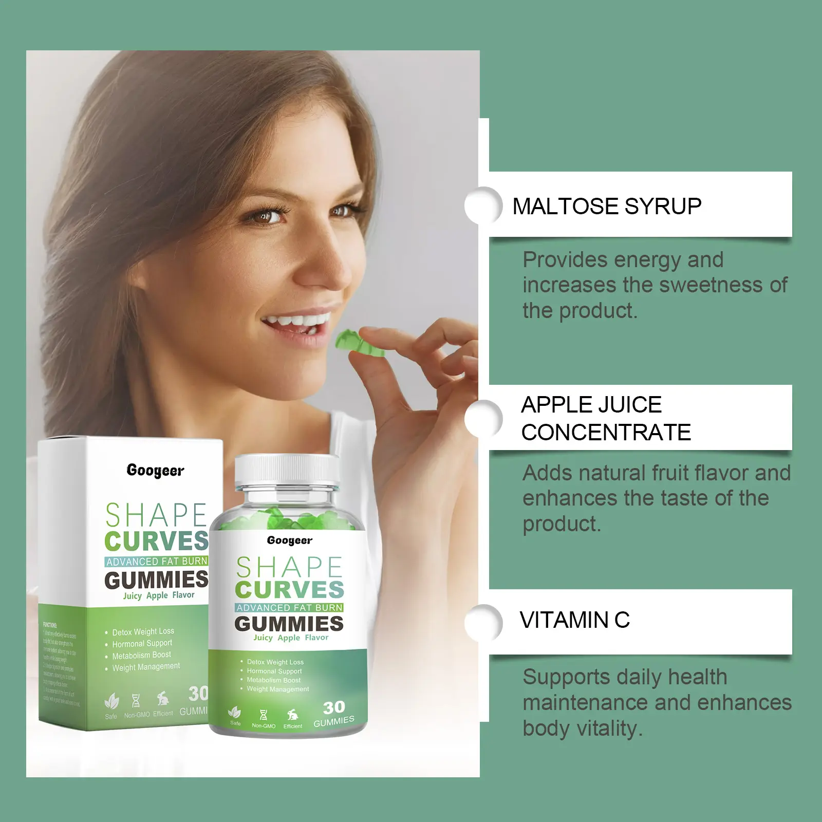 Energy Gummies with Natural Fruit Flavor by Googeer 11 googeer advanced fat burn gummies GO I02 0168 01 355