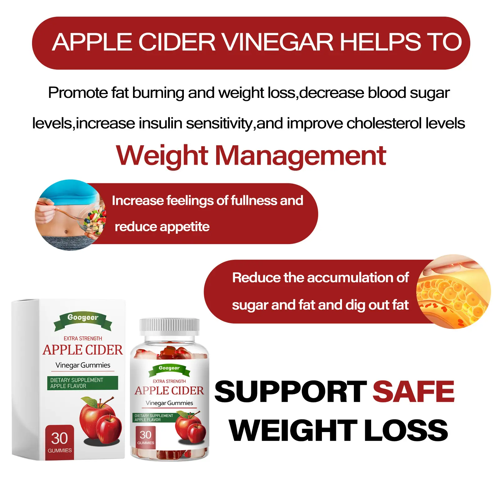 Apple Cider Vinegar Gummies for Daily Wellness Support - Googer 11 googeer apple cider vinegar gummies GOB07 A006 30 WH1 1341