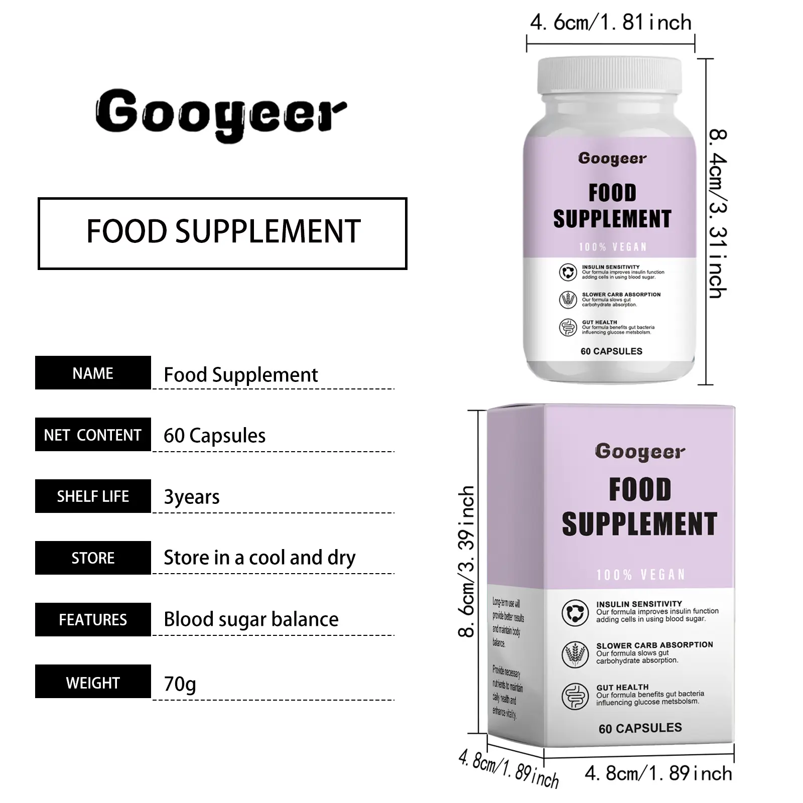 Googeer Dietary Supplement Capsules for Daily Wellness - Googeer 7 googeer blood sugar control balance capsule GO B07 0064 01 3621