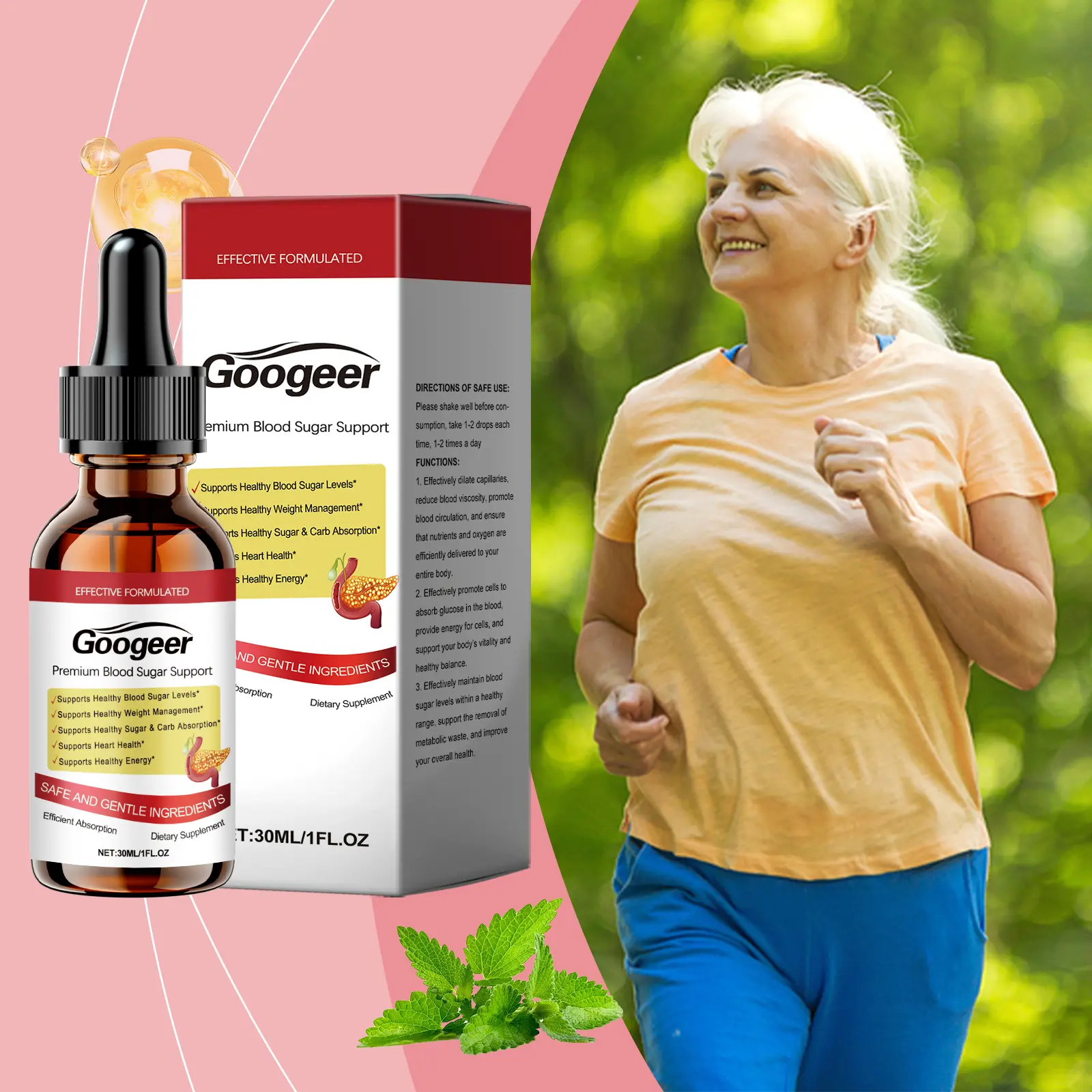 Blood Sugar Support Supplement Drops - Liquid Vitamin B1 Formula 8 googeer blood sugar control supplement drops GO I03 0018 01 4954