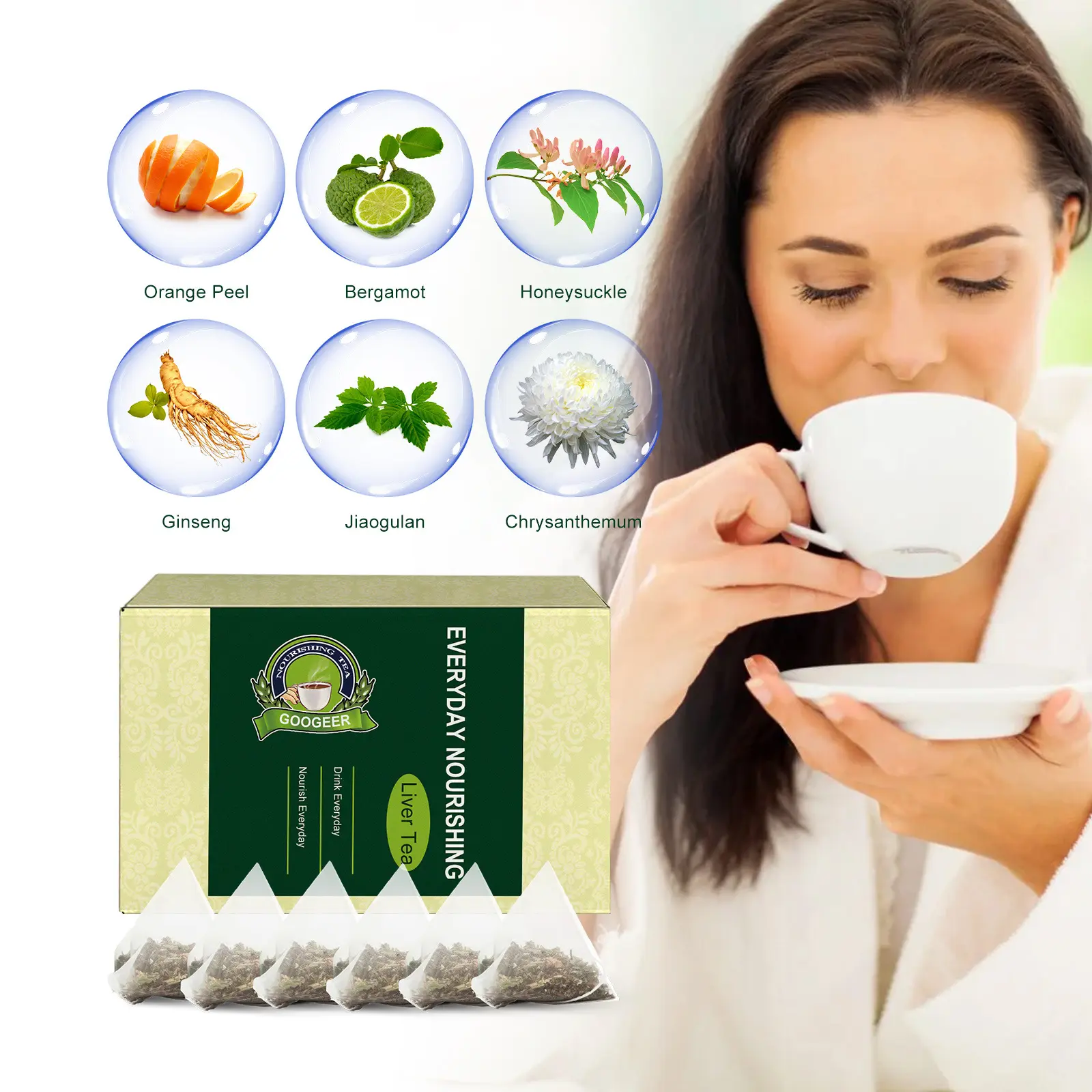 Body Care Tea with Orange Peel & Honeysuckle - Googeer 8 googeer body care tea eye fatigue GOA08 A005 6 YE1 3385