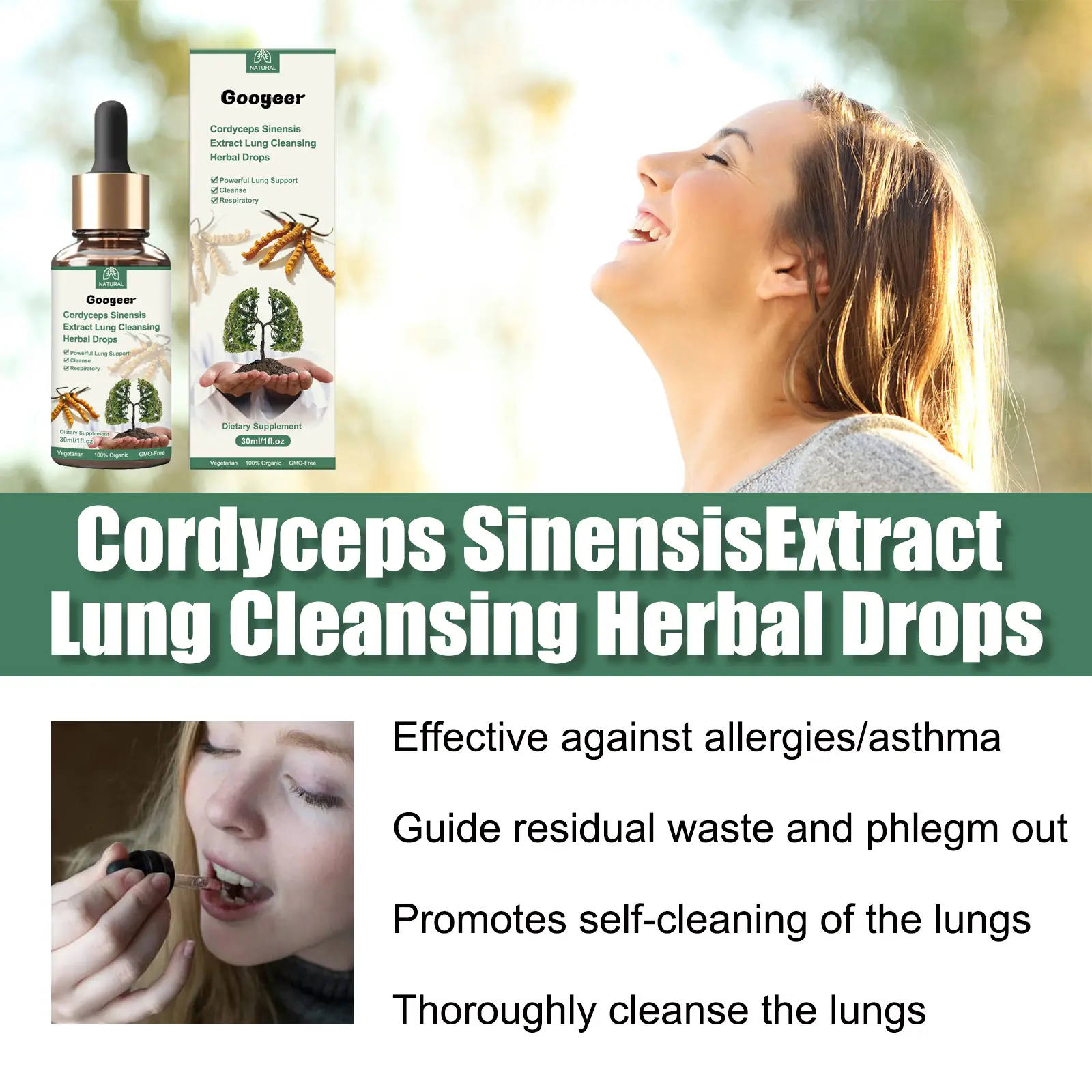 Body Cleansing Drops for Respiratory Support - Herbal Extract Formula 14 googeer body cleansing drops nasal GOH02 A012 30 WH1 4113