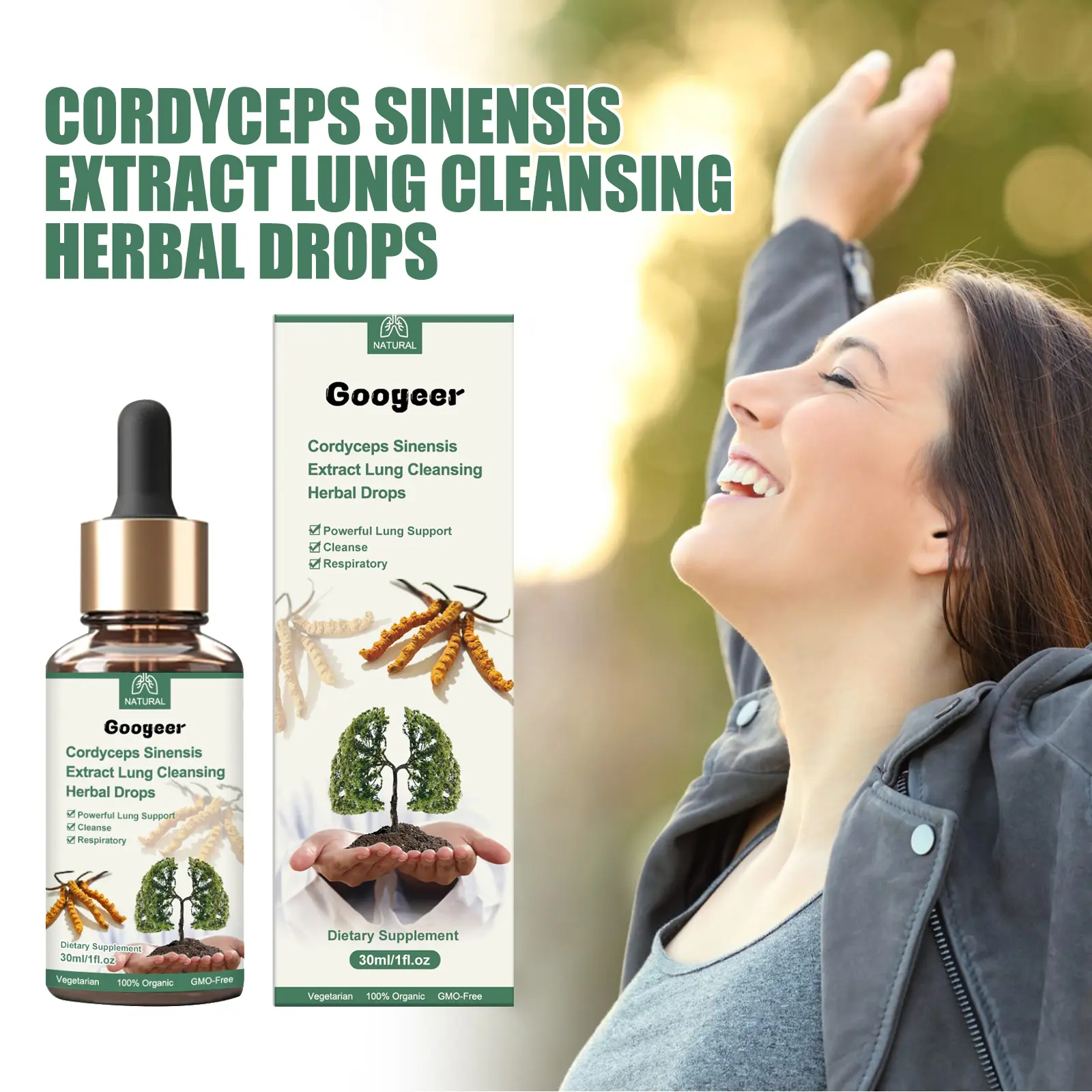 Body Cleansing Drops for Respiratory Support - Herbal Extract Formula 8 googeer body cleansing drops nasal GOH02 A012 30 WH1 4118