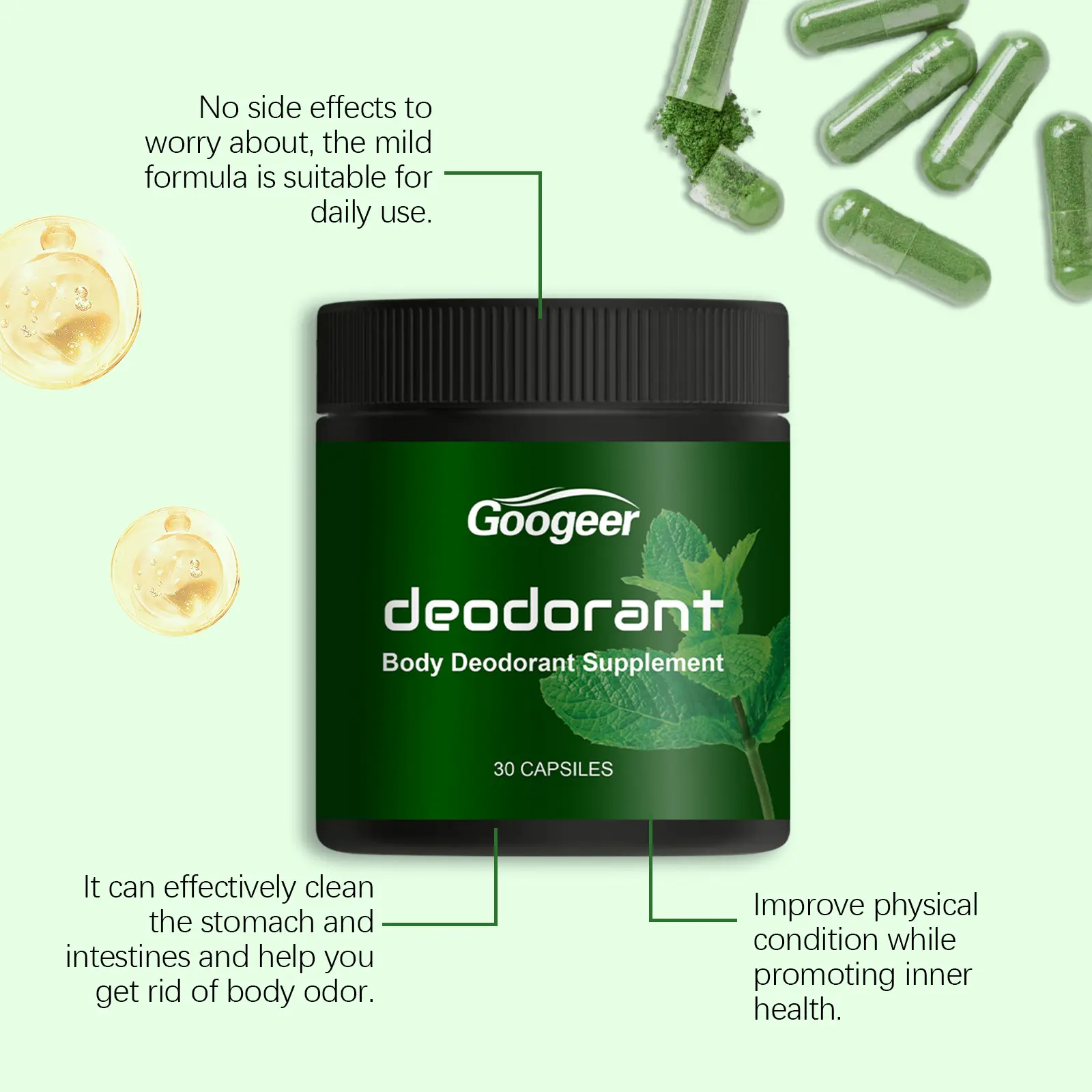 Body Deodorant Capsules with Vitamin C for All-Day Freshness 12 googeer body deodorant capsules GO B04 0006 01 4459