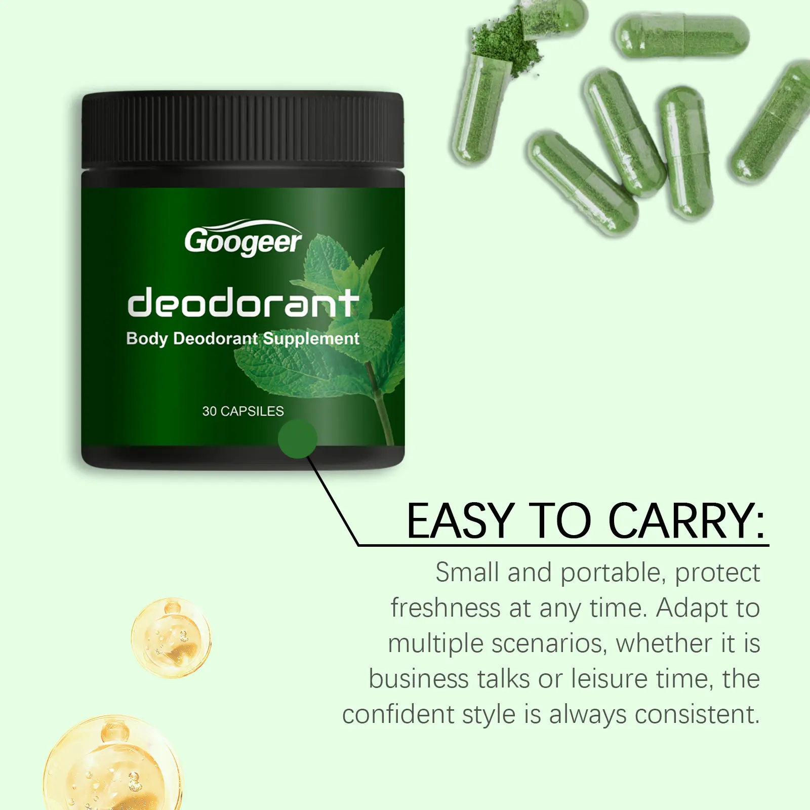 Body Deodorant Capsules with Vitamin C for All-Day Freshness 13 googeer body deodorant capsules GO B04 0006 01 4460