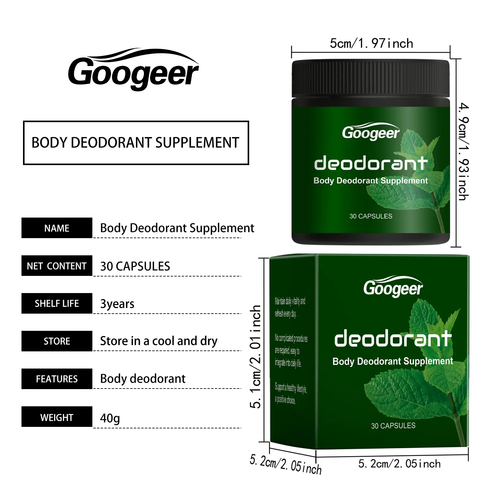 Body Deodorant Capsules with Vitamin C for All-Day Freshness 7 googeer body deodorant capsules GO B04 0006 01 4463