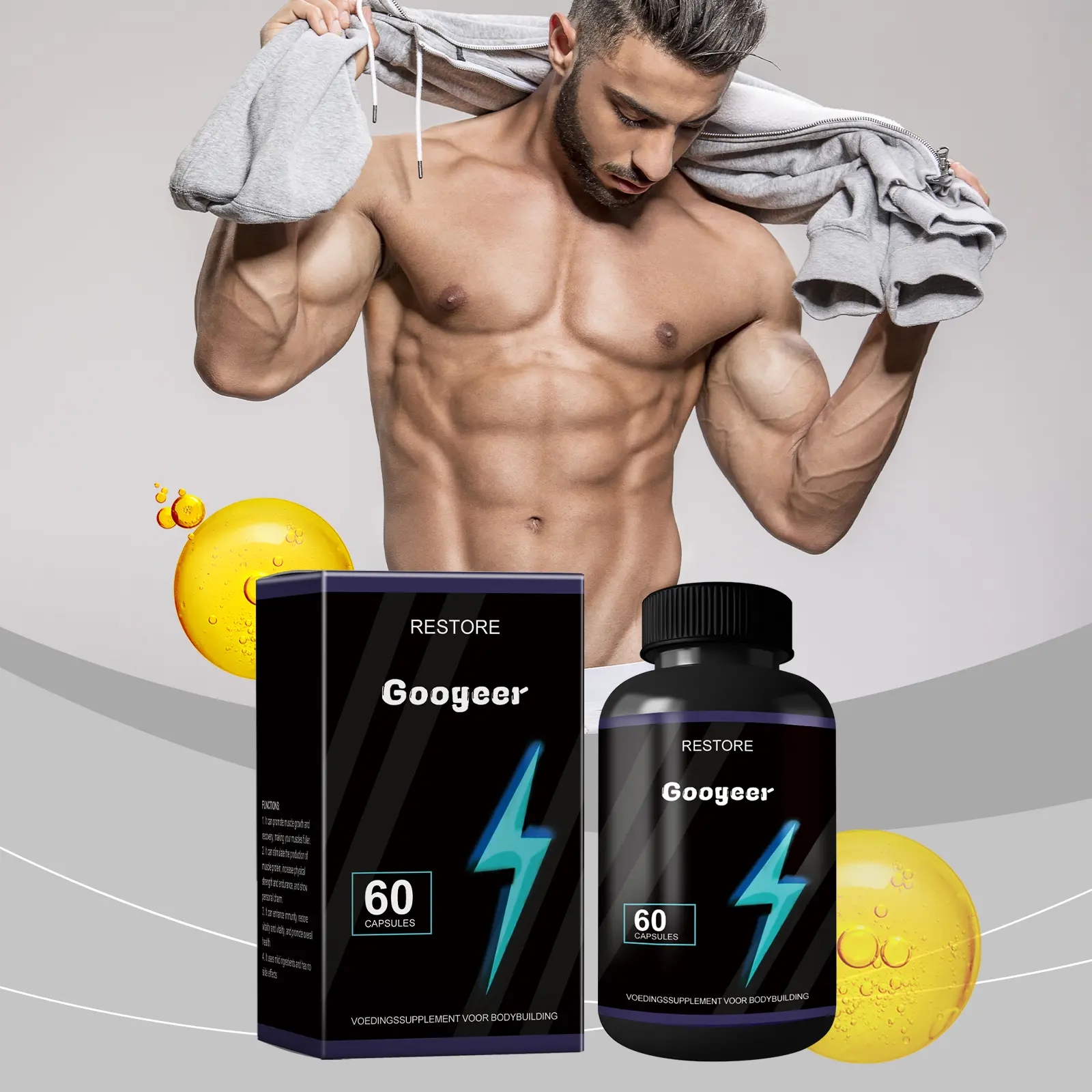 Muscle Support Dietary Supplement for Recovery and Growth - GoGetter 8 googeer bodybuilding supplement GO I02 0186 01 889
