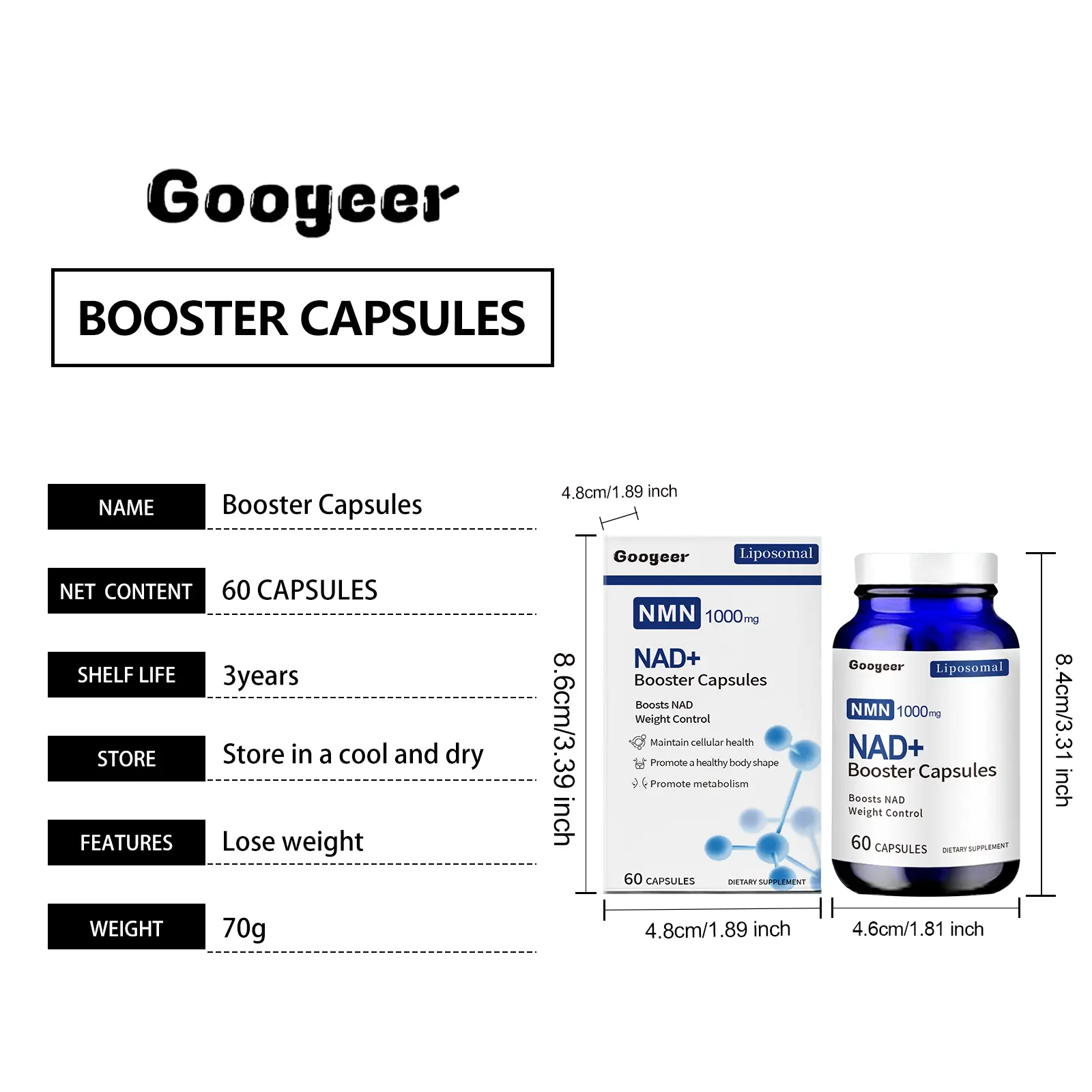 Vitamin C and Glycerin Supplement Capsules for Immune Support | Googeer 7 googeer booster capsules GO I02 0172 01 1102