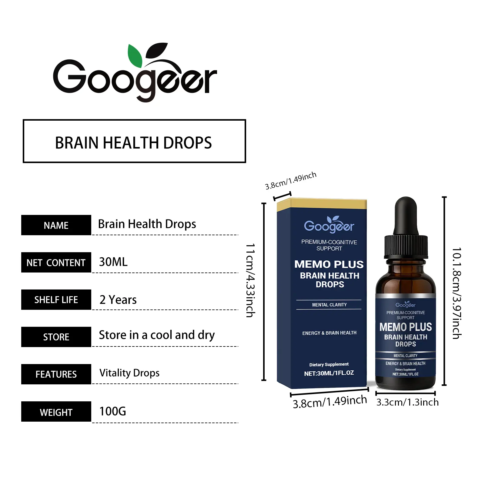 Brain Health Drops - Oral Supplement for Cognitive Wellness 7 googeer brain health drops oral GO I02 0246 01 5623