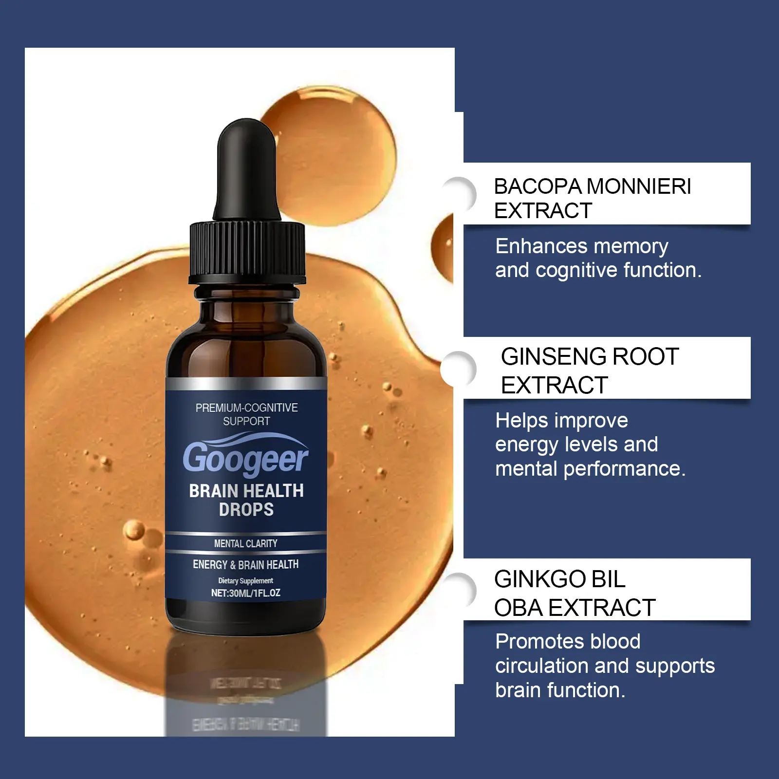 Brain Health Drops - Oral Supplement for Cognitive Wellness 14 googeer brain health drops oral GO I02 0246 01 5625