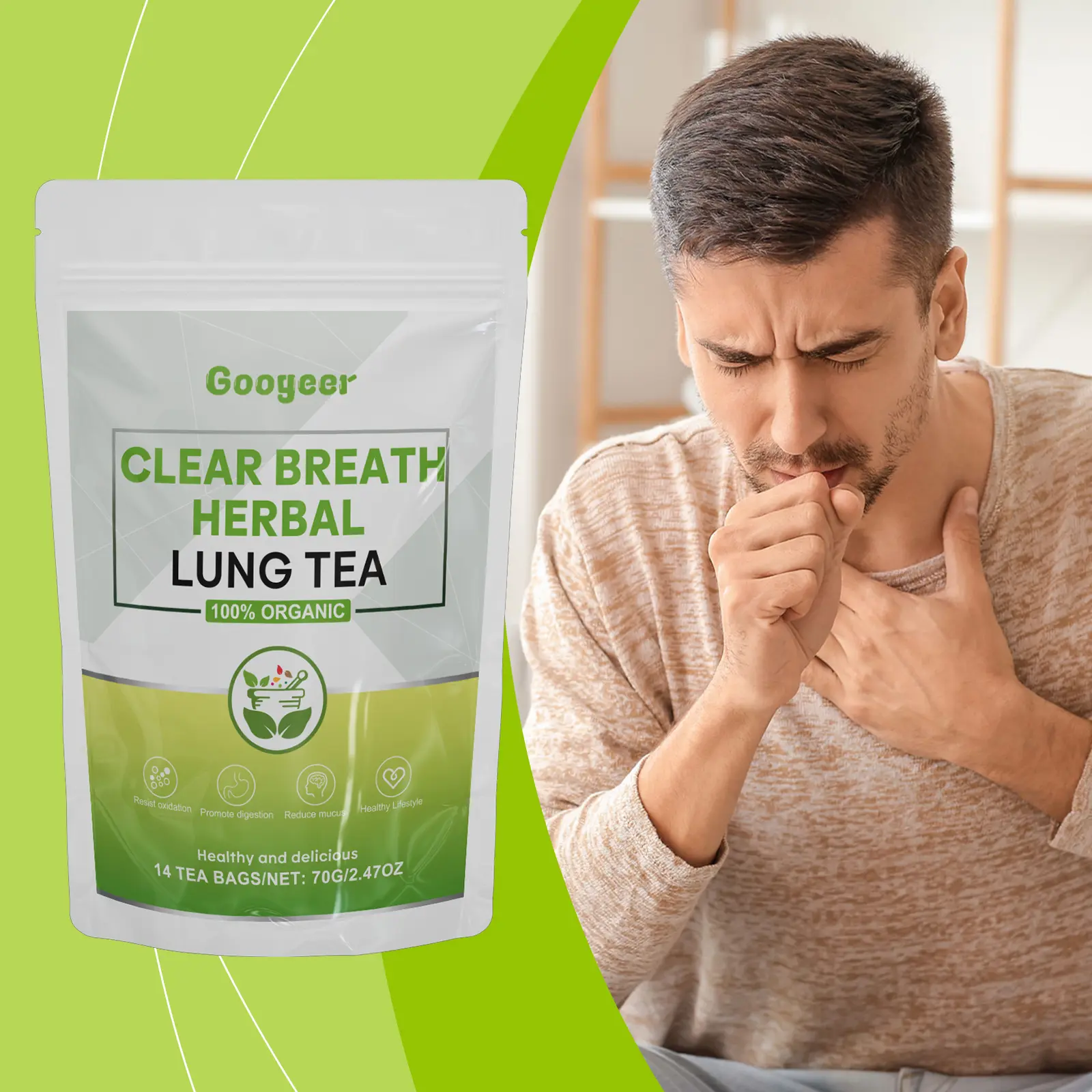 Breath Cool Herbal Tea with Orange Peel & Bergamot - Googger 8 googeer breath herbal lung tea GO I01 0017 01 3845