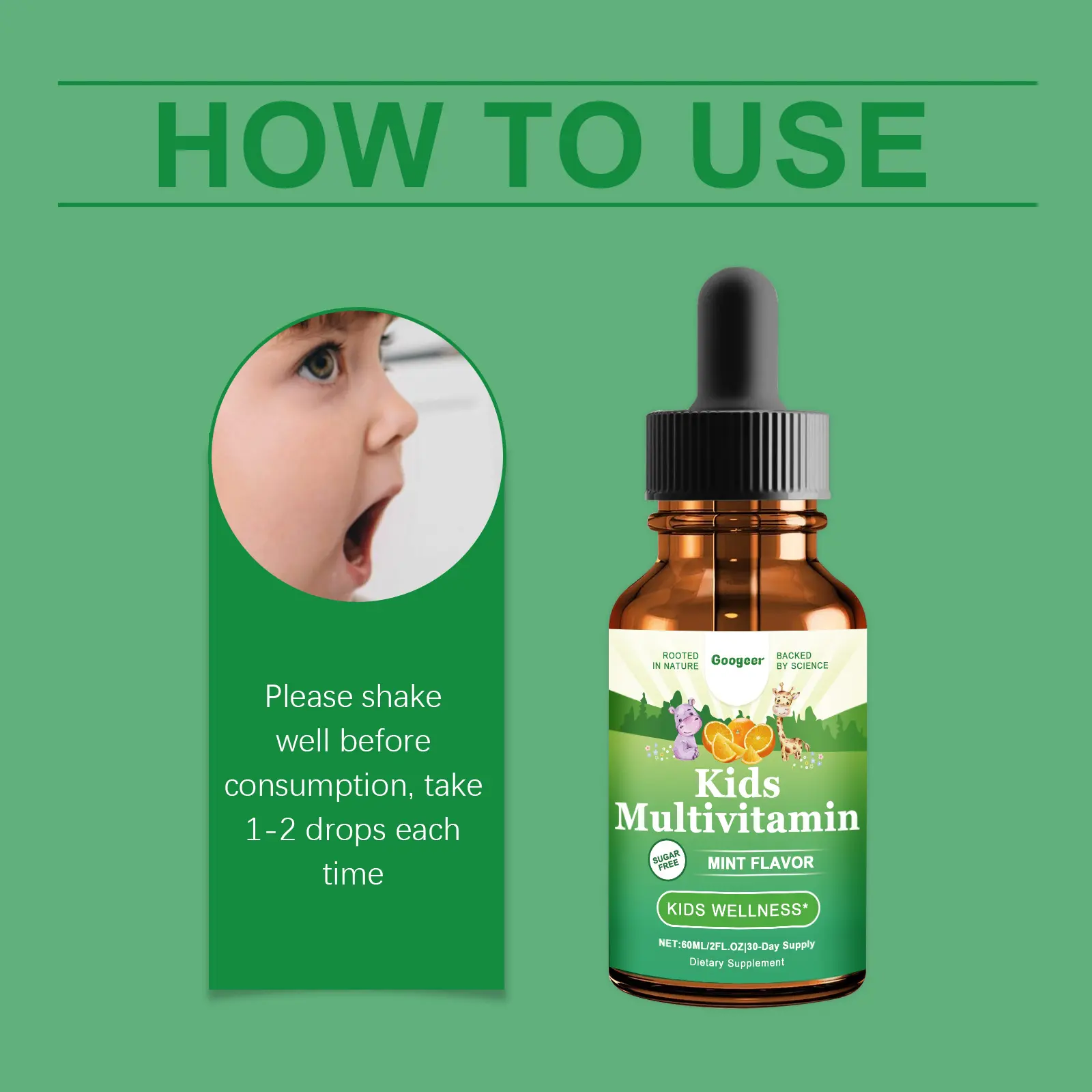 Children's Multivitamin Drops - Energy Metabolism Support Formula 10 googeer children multivitamin drops GO I02 0176 01 3987