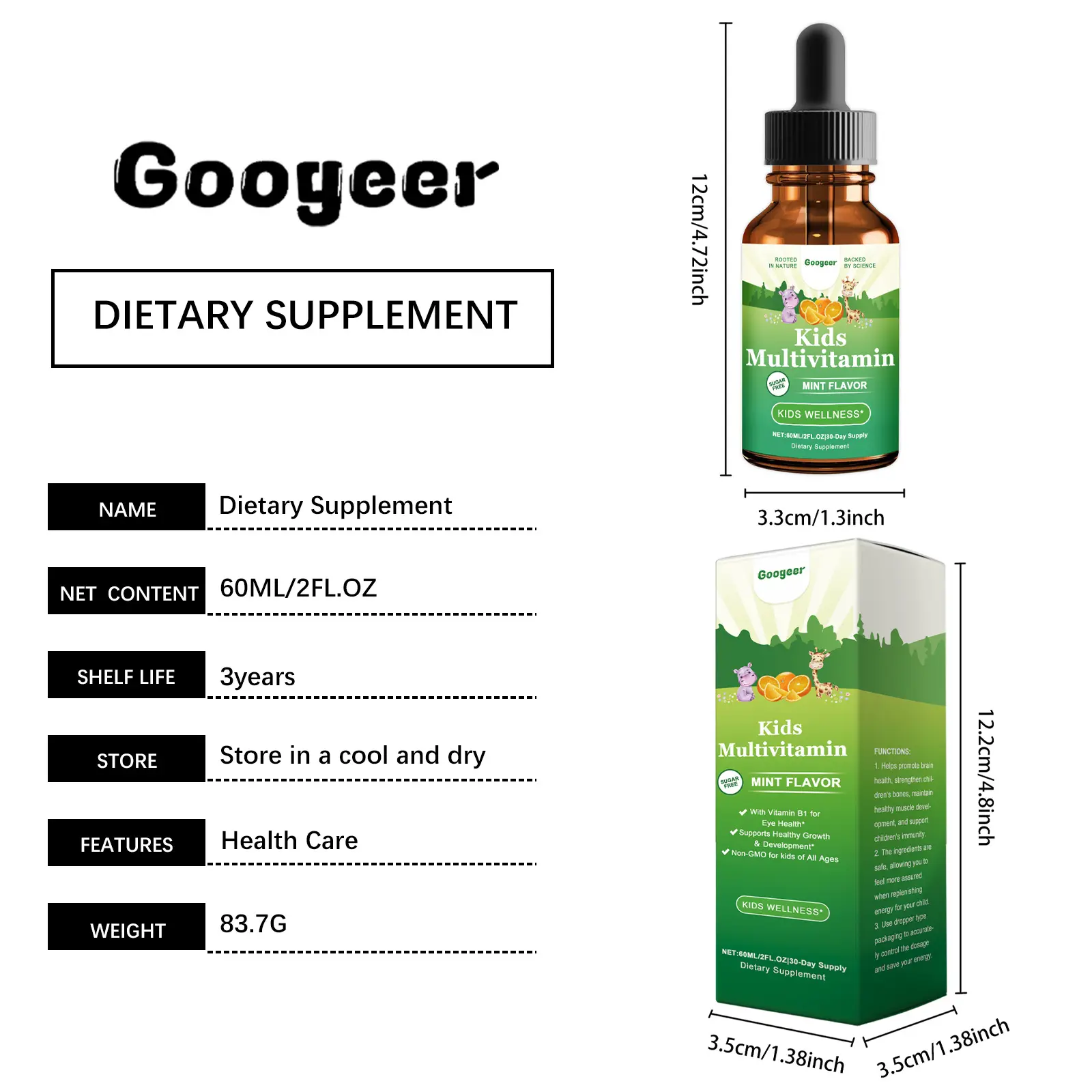 Children's Multivitamin Drops - Energy Metabolism Support Formula 7 googeer children multivitamin drops GO I02 0176 01 3989