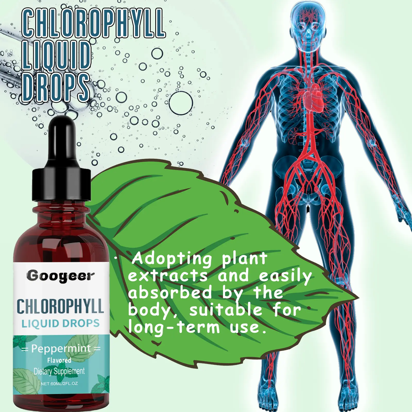 Chlorophyll Liquid Drops for Fresh Breath & Energy Support - Googeer 13 googeer chlorophyll liquid drops bad breath GOI02 A025 60 WH1 1020