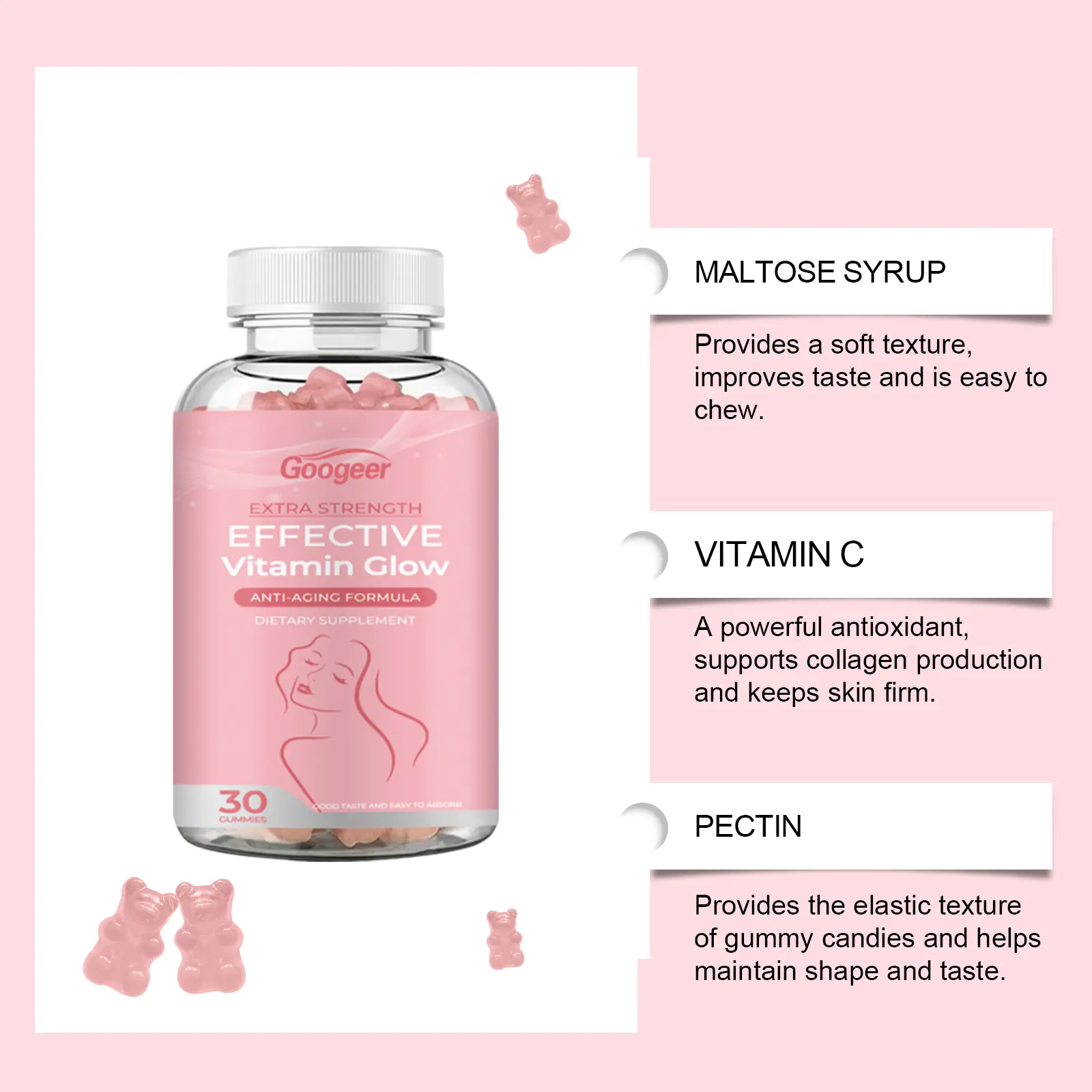 Collagen Gummies Dietary Supplement with Vitamin C 12 googeer collagen gummy body GO A05 0002 01 4528