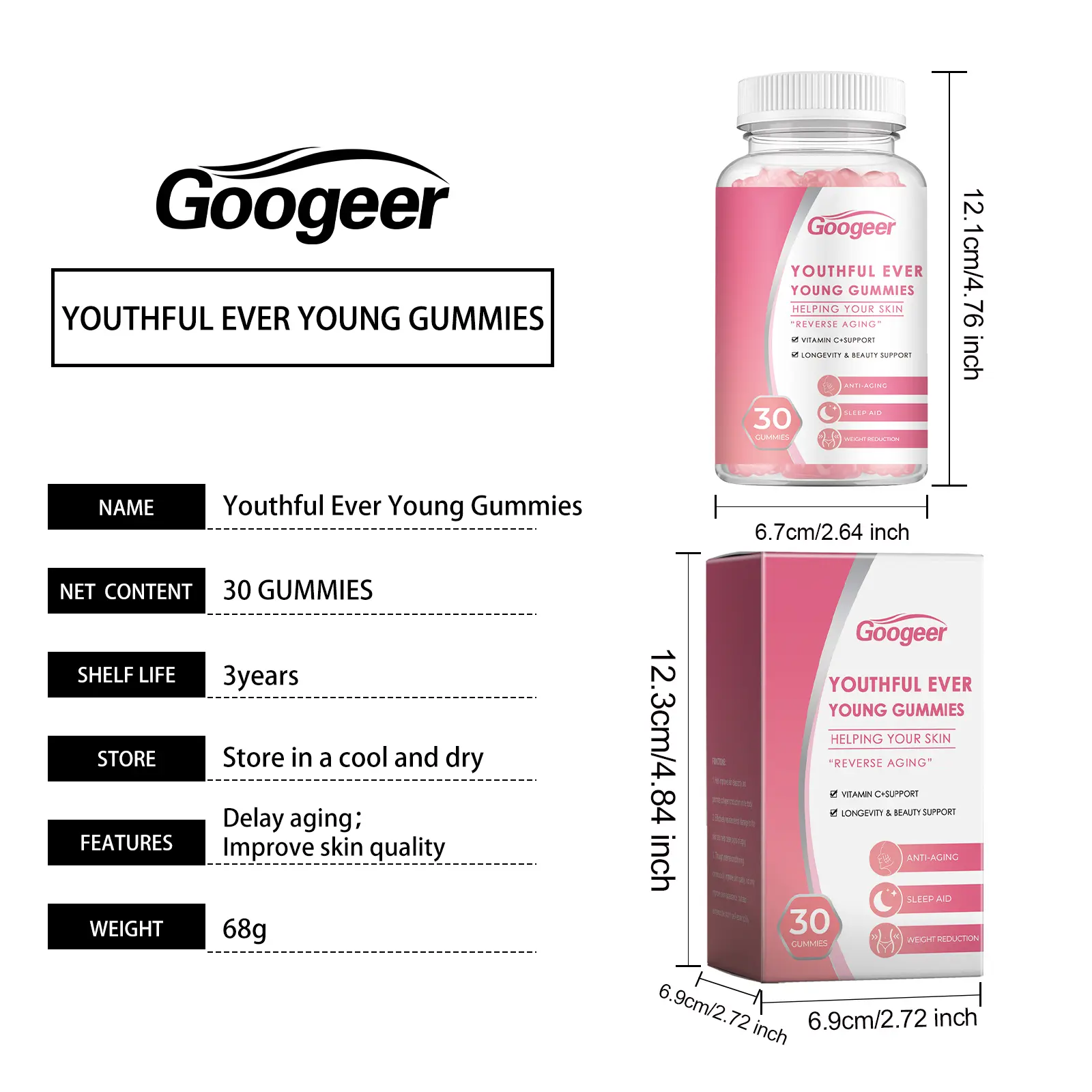 Collagen Gummies for Skin Support with Vitamin C 7 googeer collagen gummy skin GO A06 0005 01 4686