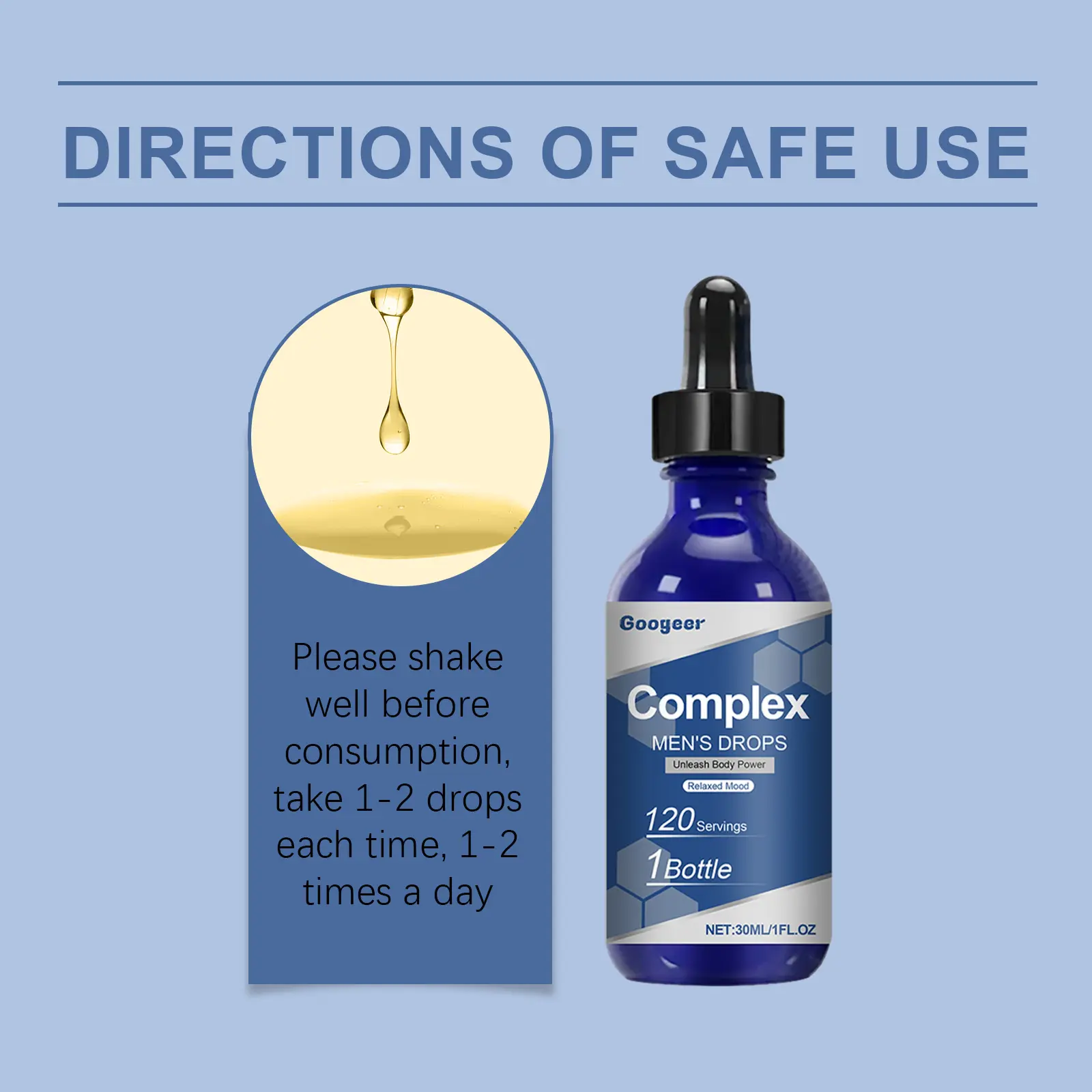 Men's Supplement Drops with Natural Herbal Extracts by Googeer 10 googeer complex men drops body GOI02 A045 30 BU1 2578