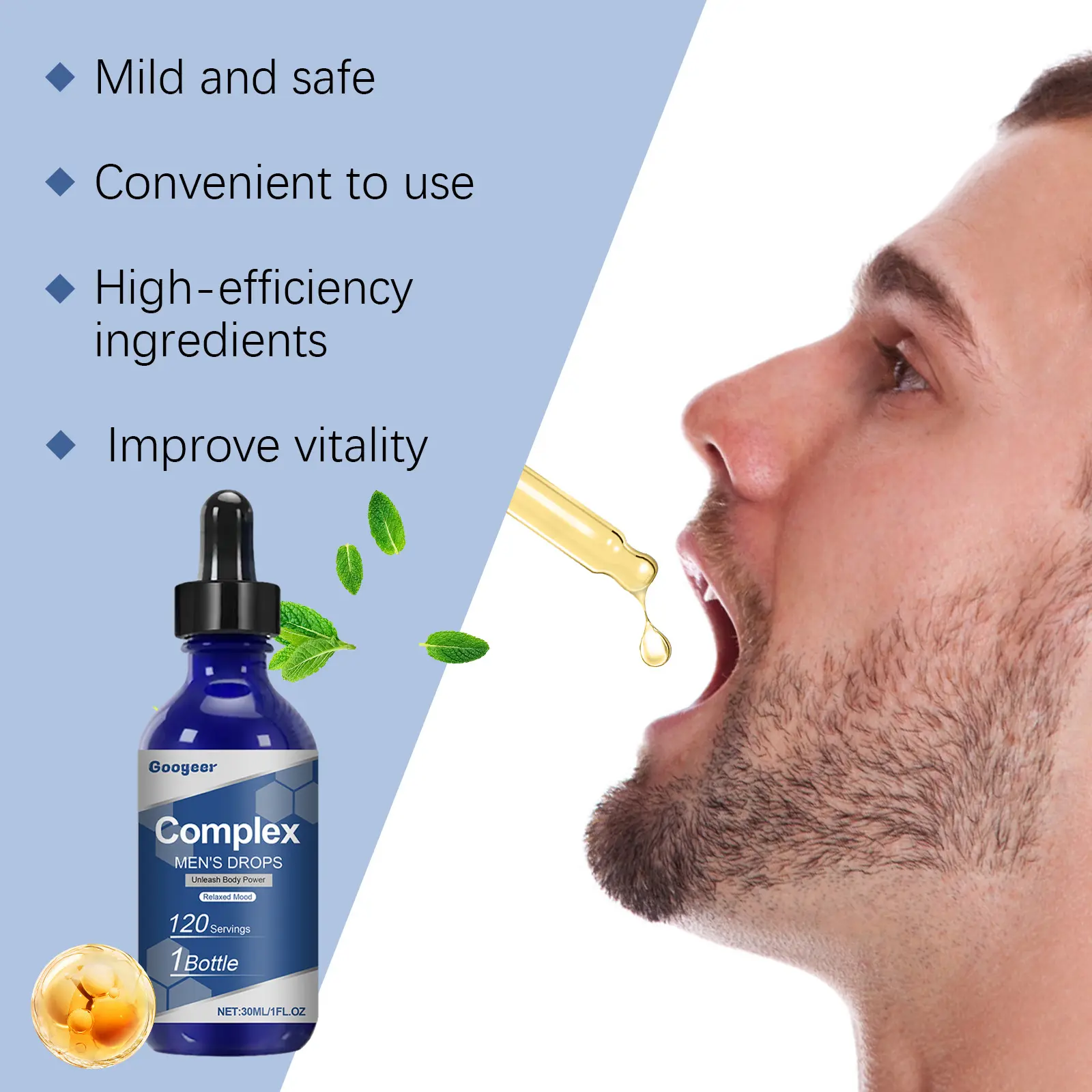 Men's Supplement Drops with Natural Herbal Extracts by Googeer 14 googeer complex men drops body GOI02 A045 30 BU1 2582