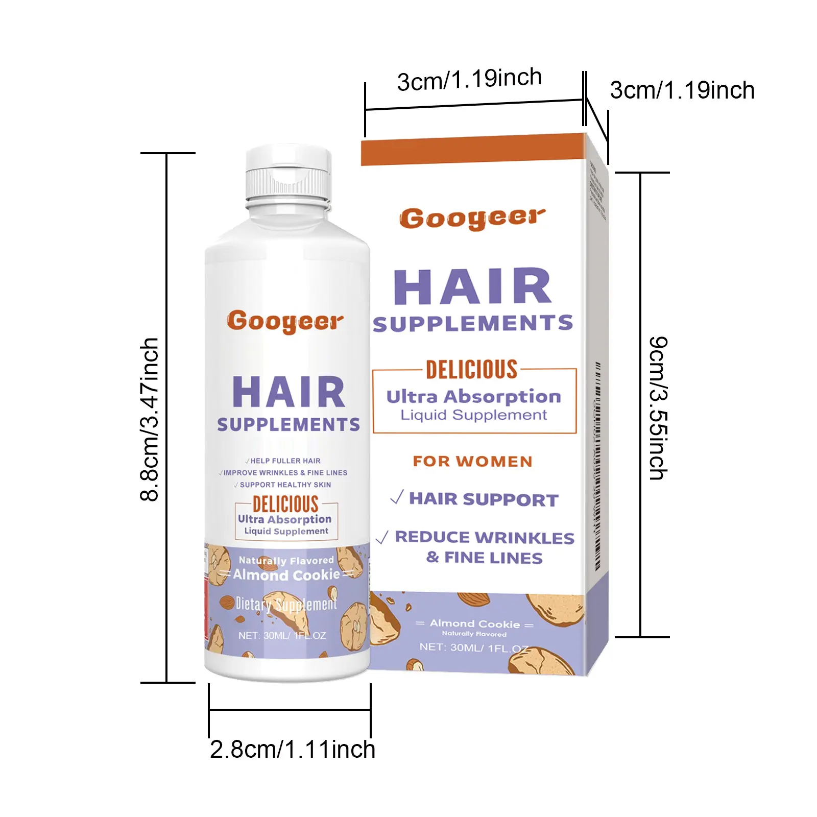 Hair Density Supplement for Thicker, Shinier Hair Support 7 googeer dense hair supplement hair loss GOH02 A030 30 WH1 4342