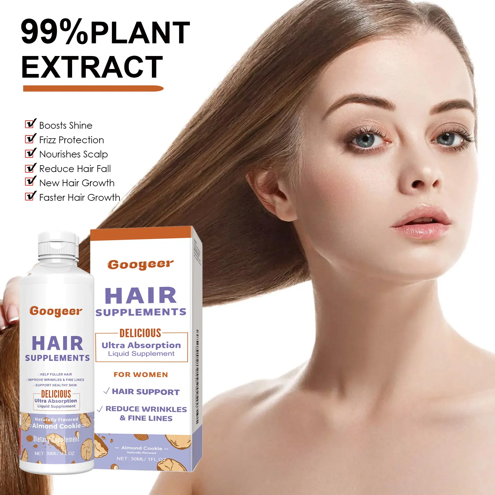 Hair Density Supplement for Thicker, Shinier Hair Support 8 googeer dense hair supplement hair loss GOH02 A030 30 WH1 4343