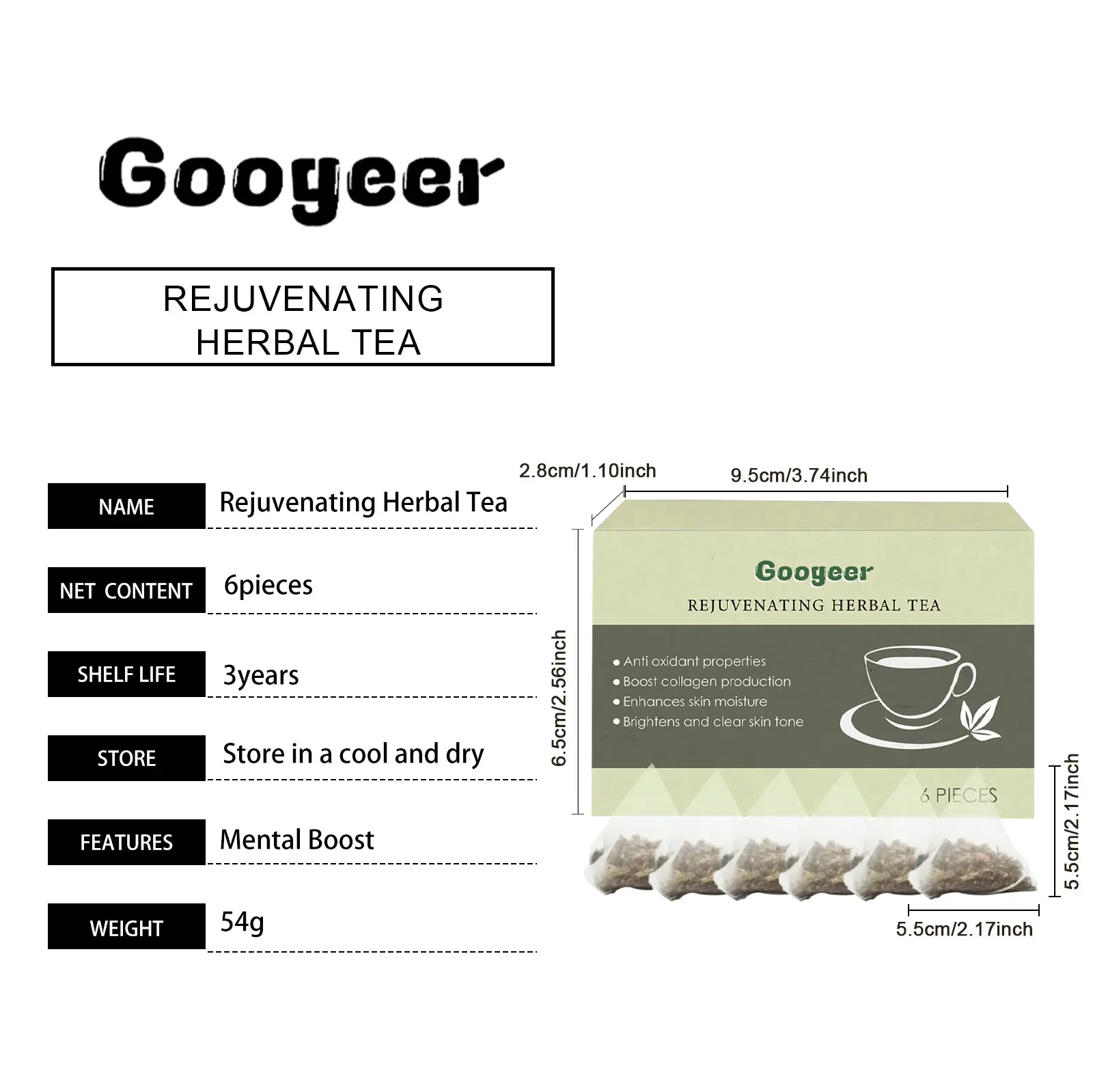 Detox Vitality Herbal Tea with Ginseng & Chrysanthemum - Googeer 7 googeer detox vitality herbal tea GOI01 A001 6 GN1 3255