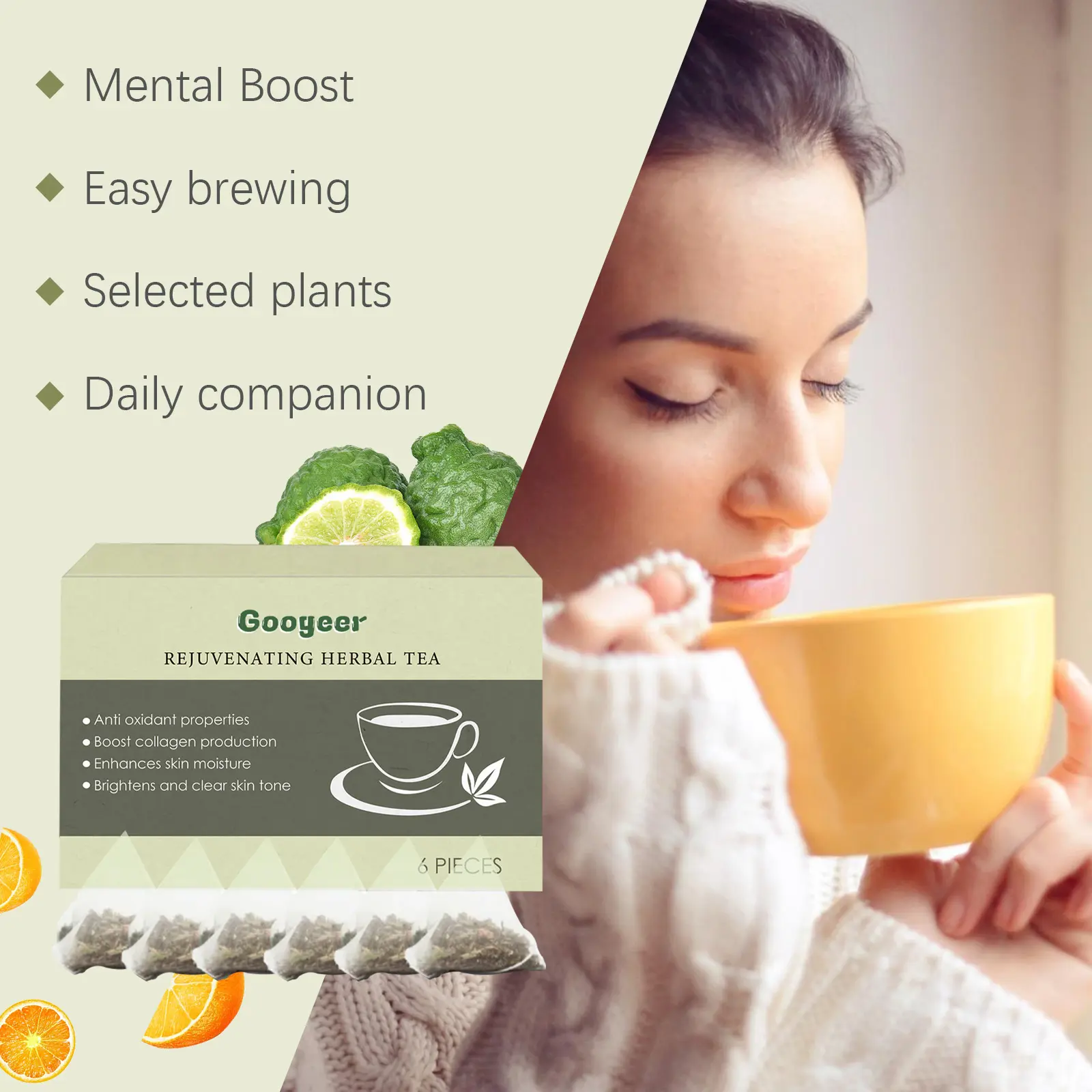 Detox Vitality Herbal Tea with Ginseng & Chrysanthemum - Googeer 14 googeer detox vitality herbal tea GOI01 A001 6 GN1 3262