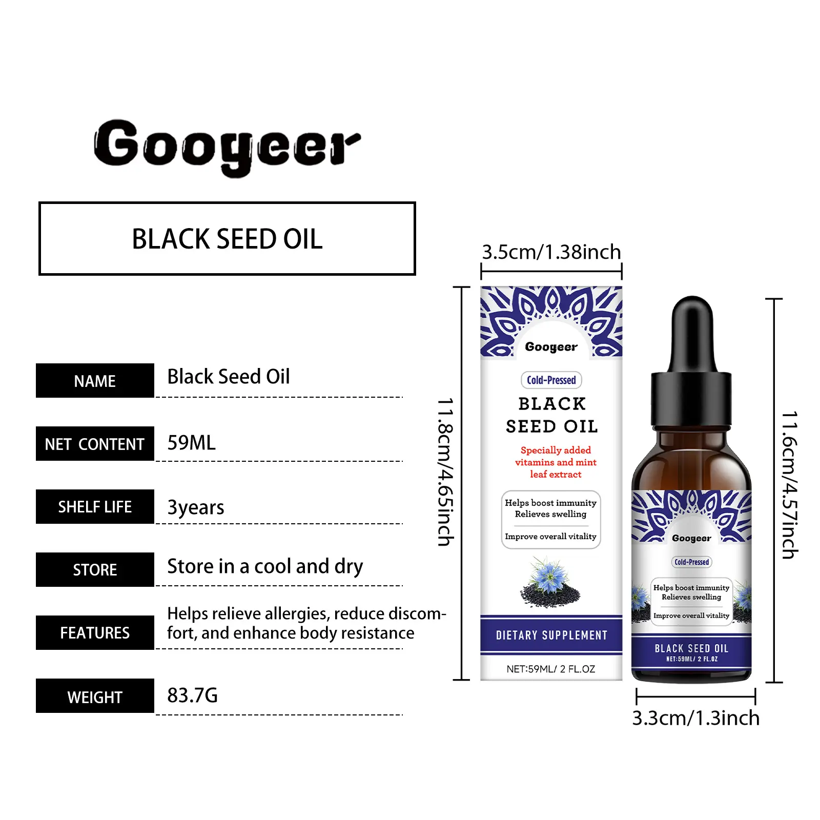 Black Seed Oil Dietary Supplement for Vitality and Comfort - Googeer 7 googeer dietary supplement black seed oil GOB07 A052 59 WH1 3077