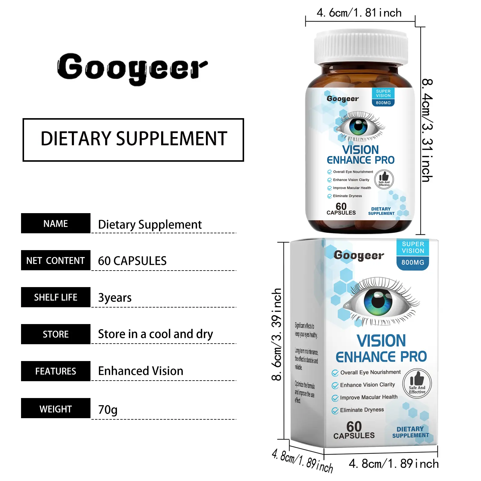 Vitamin C Supplement Capsules for Energy Support by Googer 7 googeer dietary supplement capsule GO I02 0178 01 844