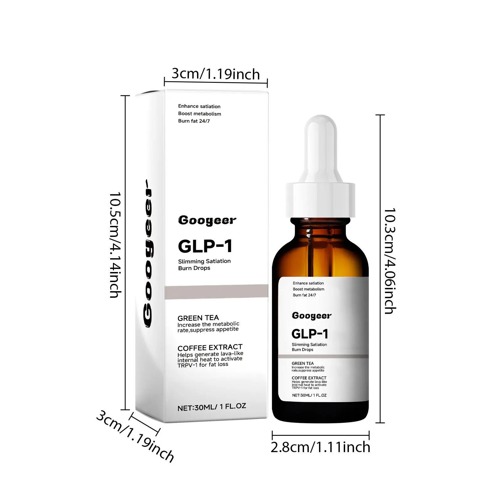 Googeer Appetite Control Drops with Coffee & Green Tea Extract 7 googeer dietary supplement toning drops anxiety GOI02 A024 30 WH1 236