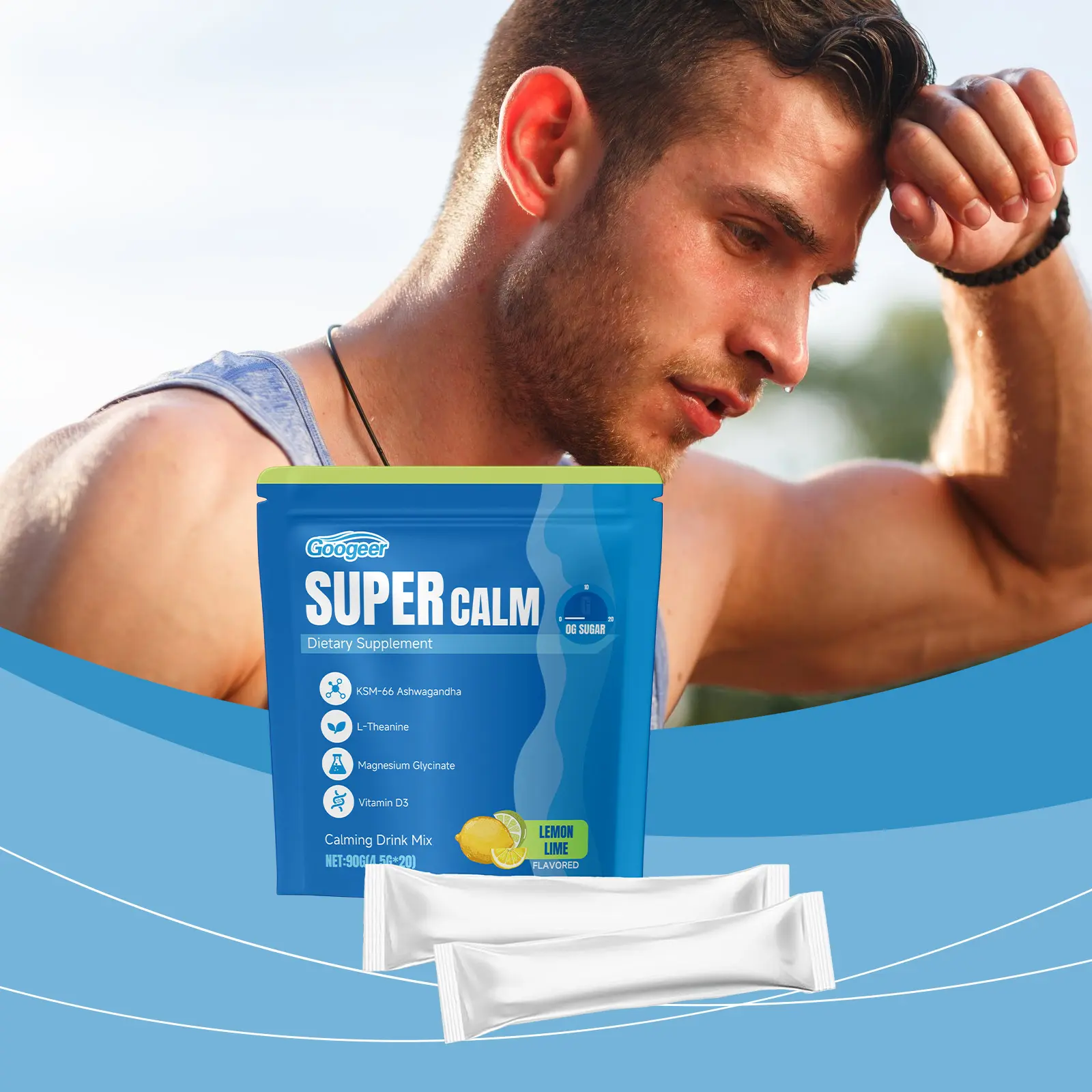 Electrolyte Powder - Lemon Lime Flavor Hydration Mix 8 googeer electrolyte powder lemon lime GO B07 0080 04 4930