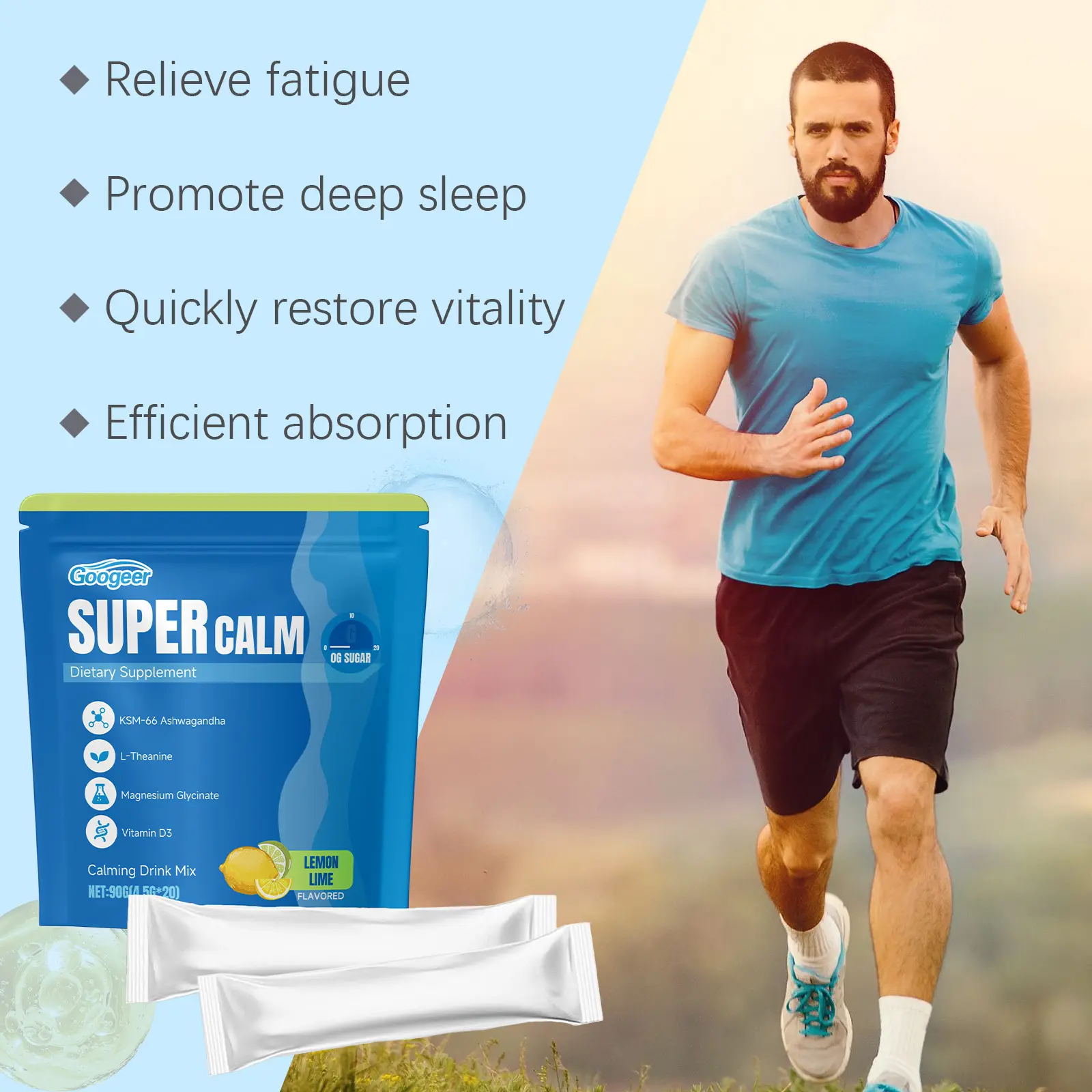 Electrolyte Powder - Lemon Lime Flavor Hydration Mix 12 googeer electrolyte powder lemon lime GO B07 0080 04 4932