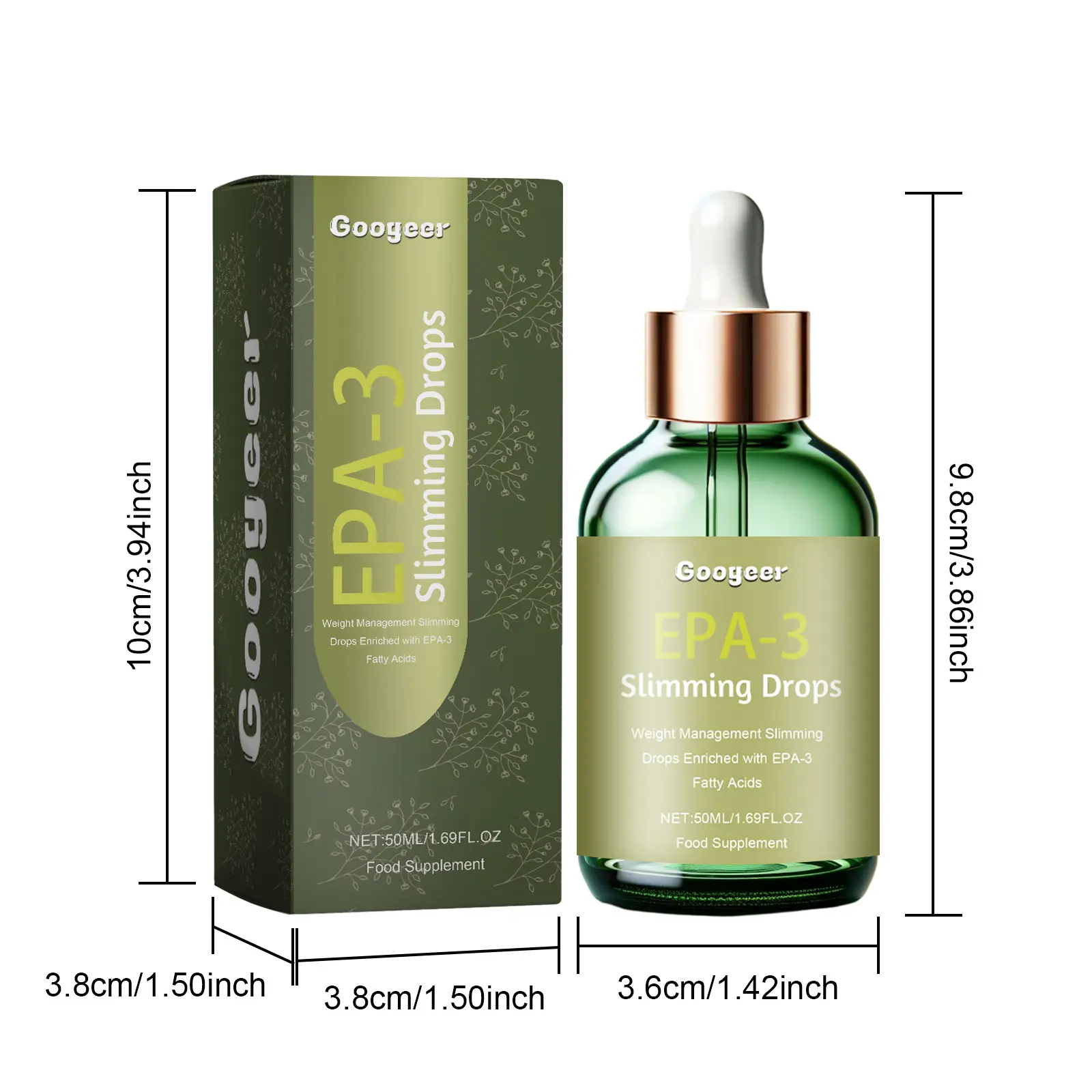 EPA-3 Oral Slimming Drops with Green Tea & Coffee Extract - Googeer 7 googeer epa 3 slimming drops firming GOI02 A010 50 GN1 1768
