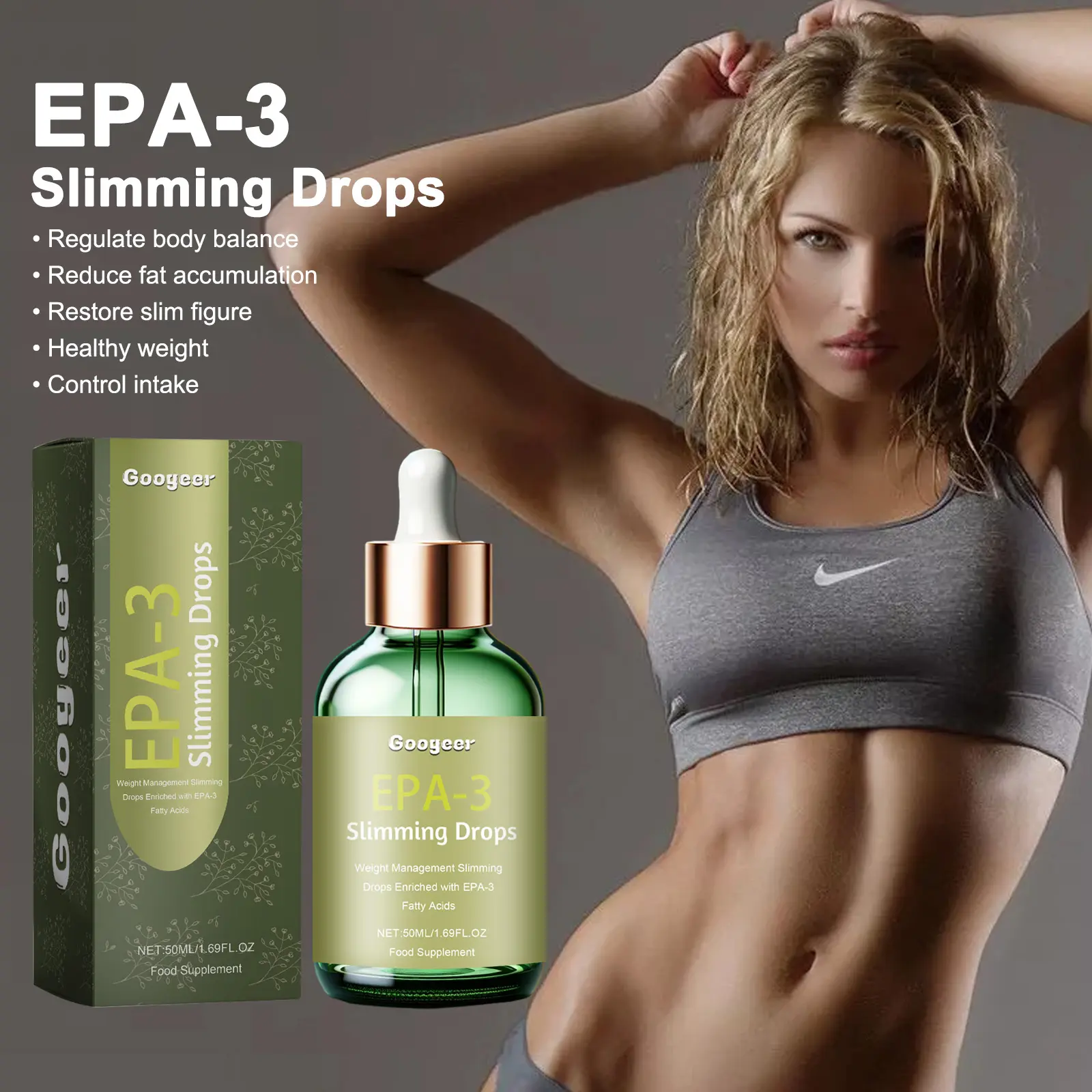 EPA-3 Oral Slimming Drops with Green Tea & Coffee Extract - Googeer 8 googeer epa 3 slimming drops firming GOI02 A010 50 GN1 1769