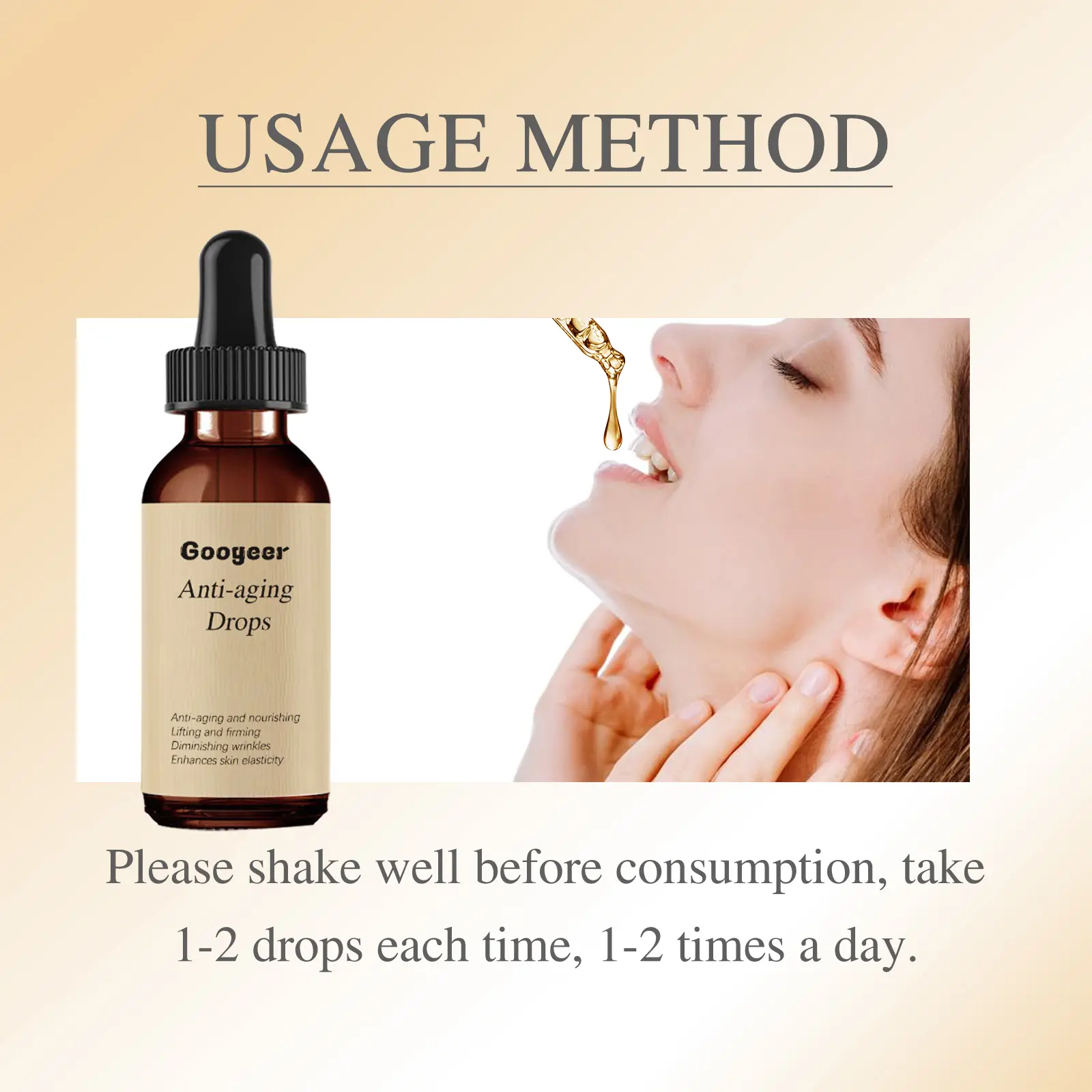 Oral Facial Drops for Skin Firming & Fine Line Reduction 10 googeer facial skin care drops fine lines GOH02 A035 30 BN1 4319
