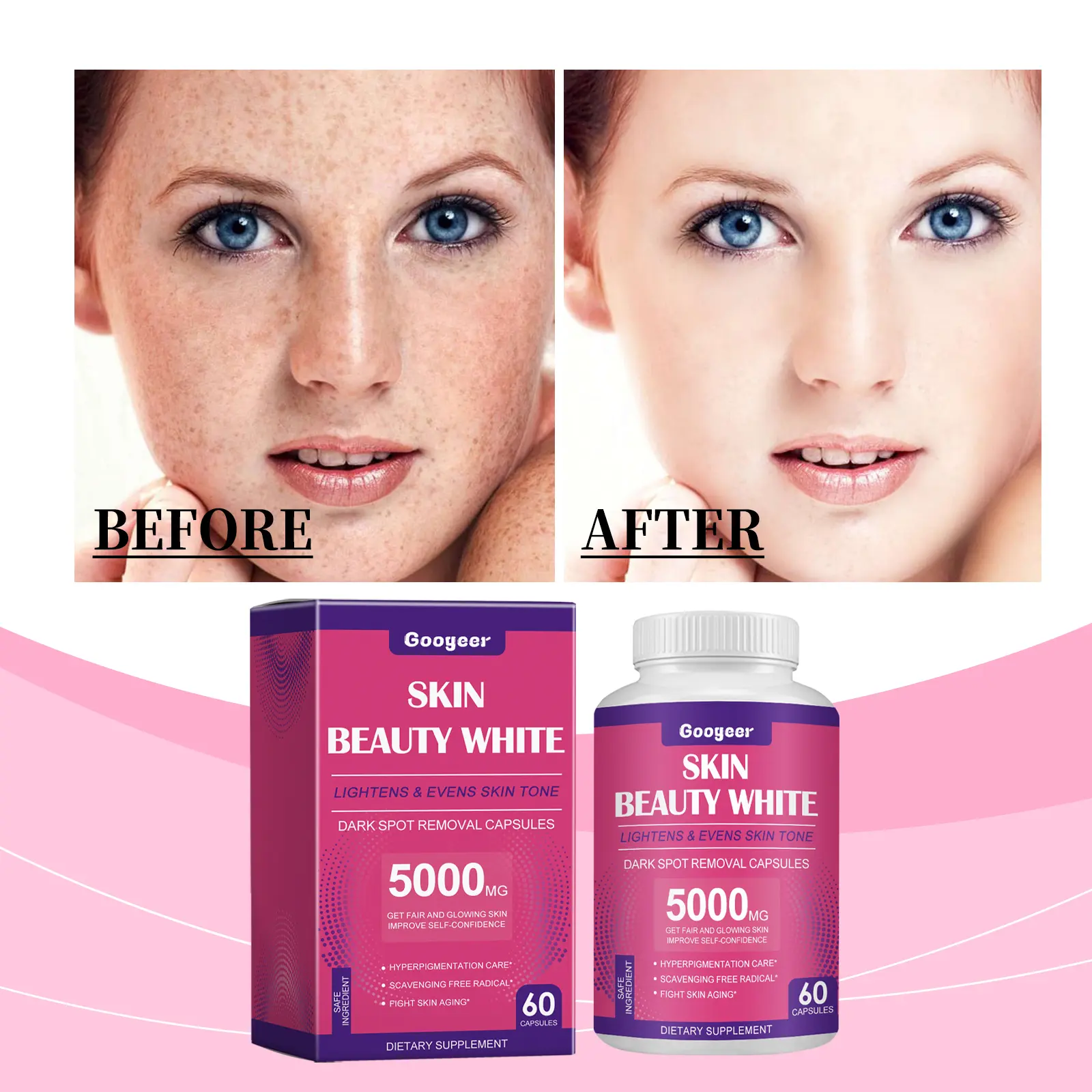 Freckle & Dark Spot Whitening Capsules with Vitamin C - Googeer 8 googeer freckle whitening capsule GOB07 A019 60 PK1 2152