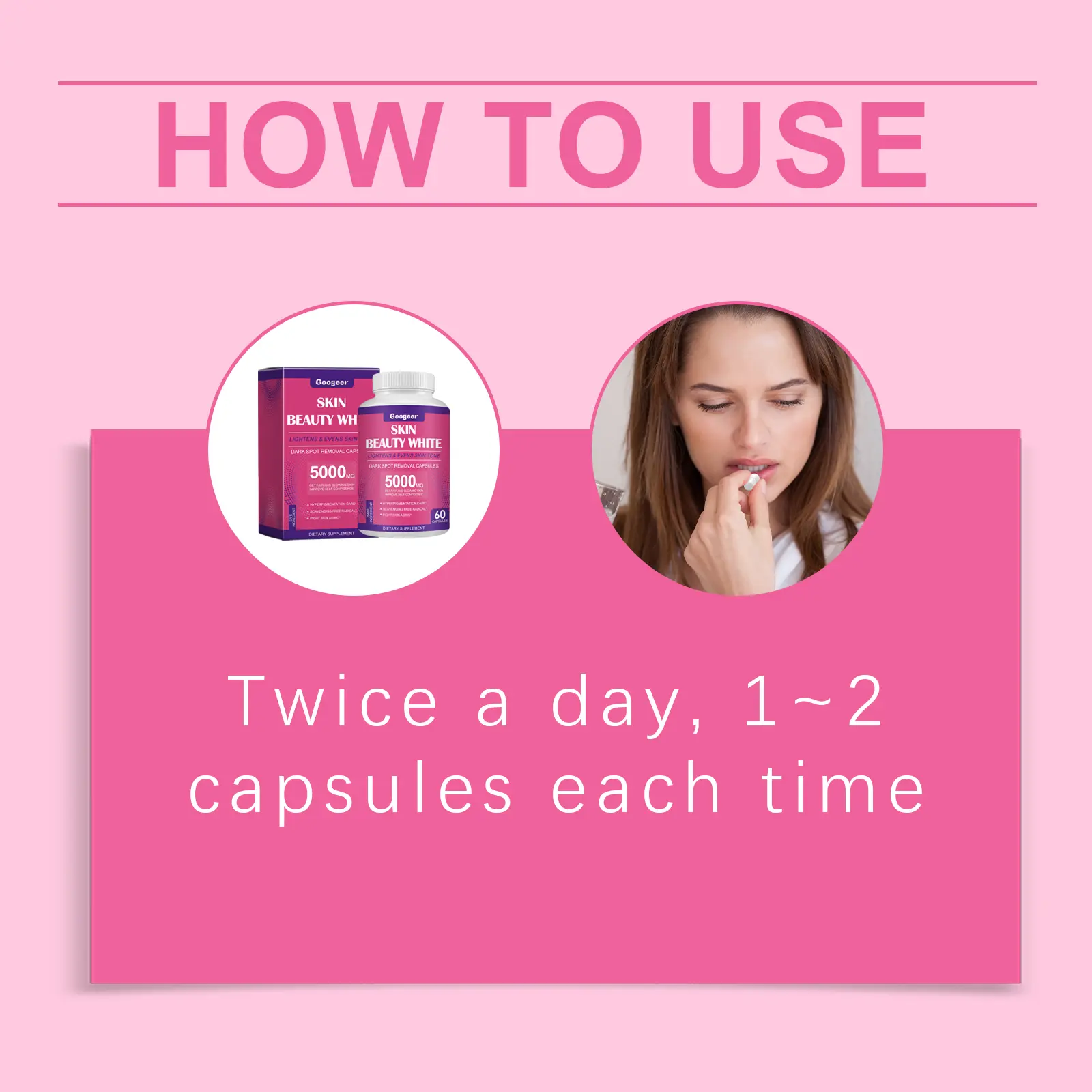 Freckle & Dark Spot Whitening Capsules with Vitamin C - Googeer 10 googeer freckle whitening capsule GOB07 A019 60 PK1 2154