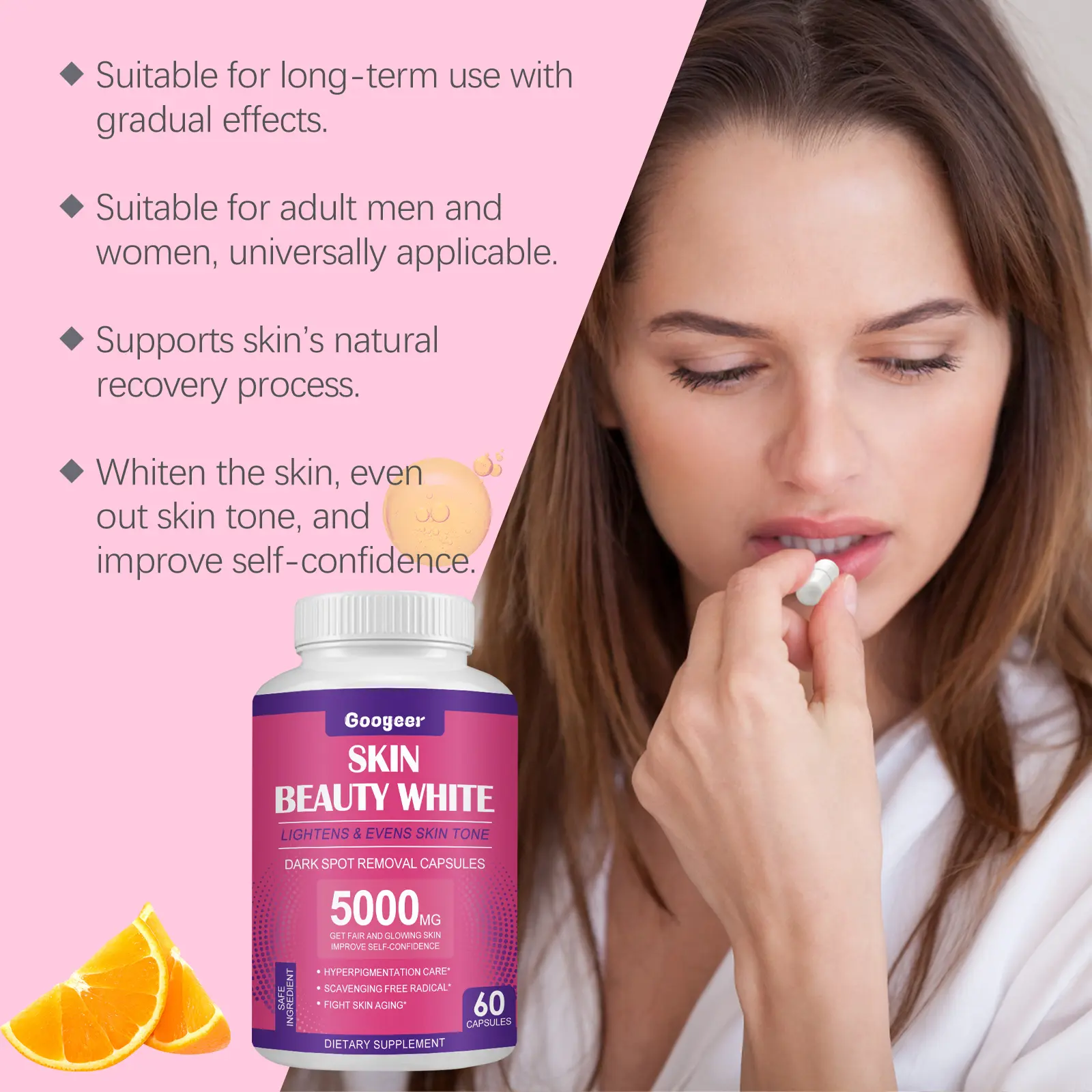 Freckle & Dark Spot Whitening Capsules with Vitamin C - Googeer 12 googeer freckle whitening capsule GOB07 A019 60 PK1 2156