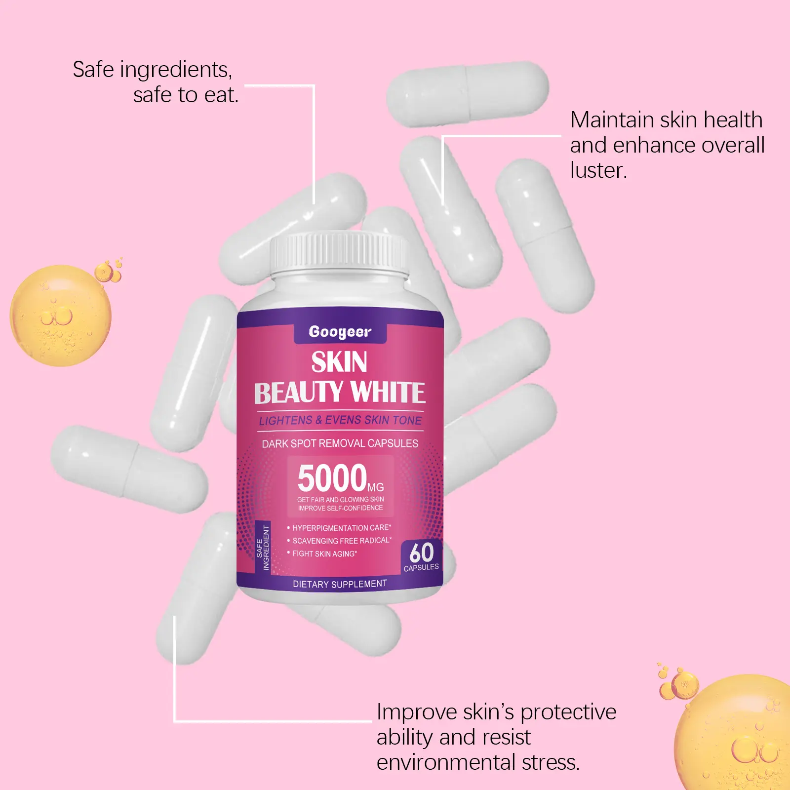 Freckle & Dark Spot Whitening Capsules with Vitamin C - Googeer 14 googeer freckle whitening capsule GOB07 A019 60 PK1 2158