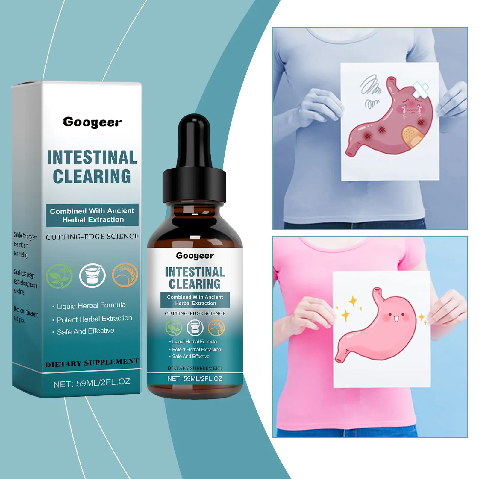 Gastrointestinal Digestive Supplement Drops for Digestive Support - Googeer 8 googeer gastrointestinal digestive supplement drops GOB07 A059 59 BU1 3400