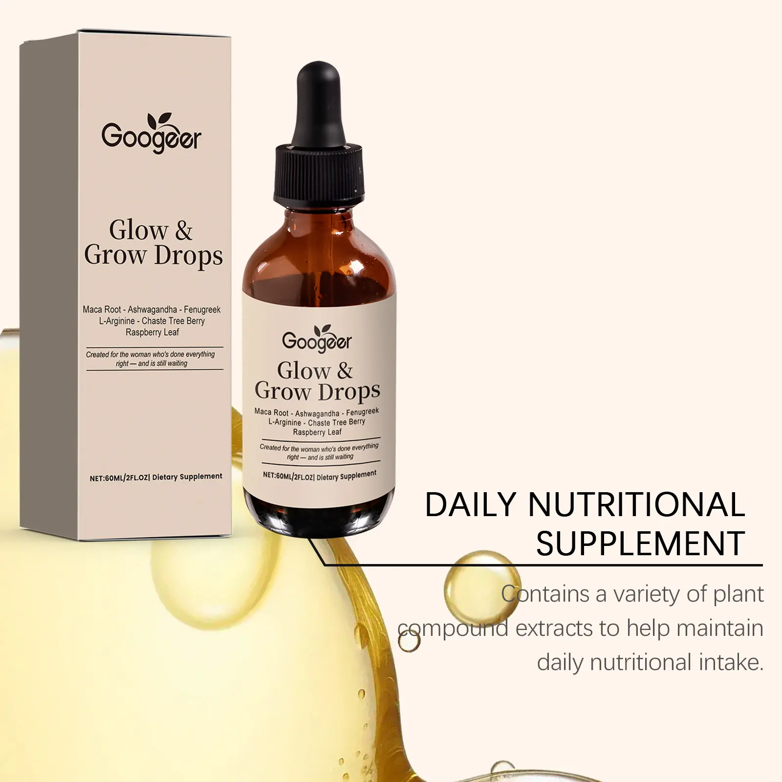 Glow Grow Drops Body Treatment Supplement with Vitamin C & D3 12 googeer glow grow drops body GO I02 0250 01 5673
