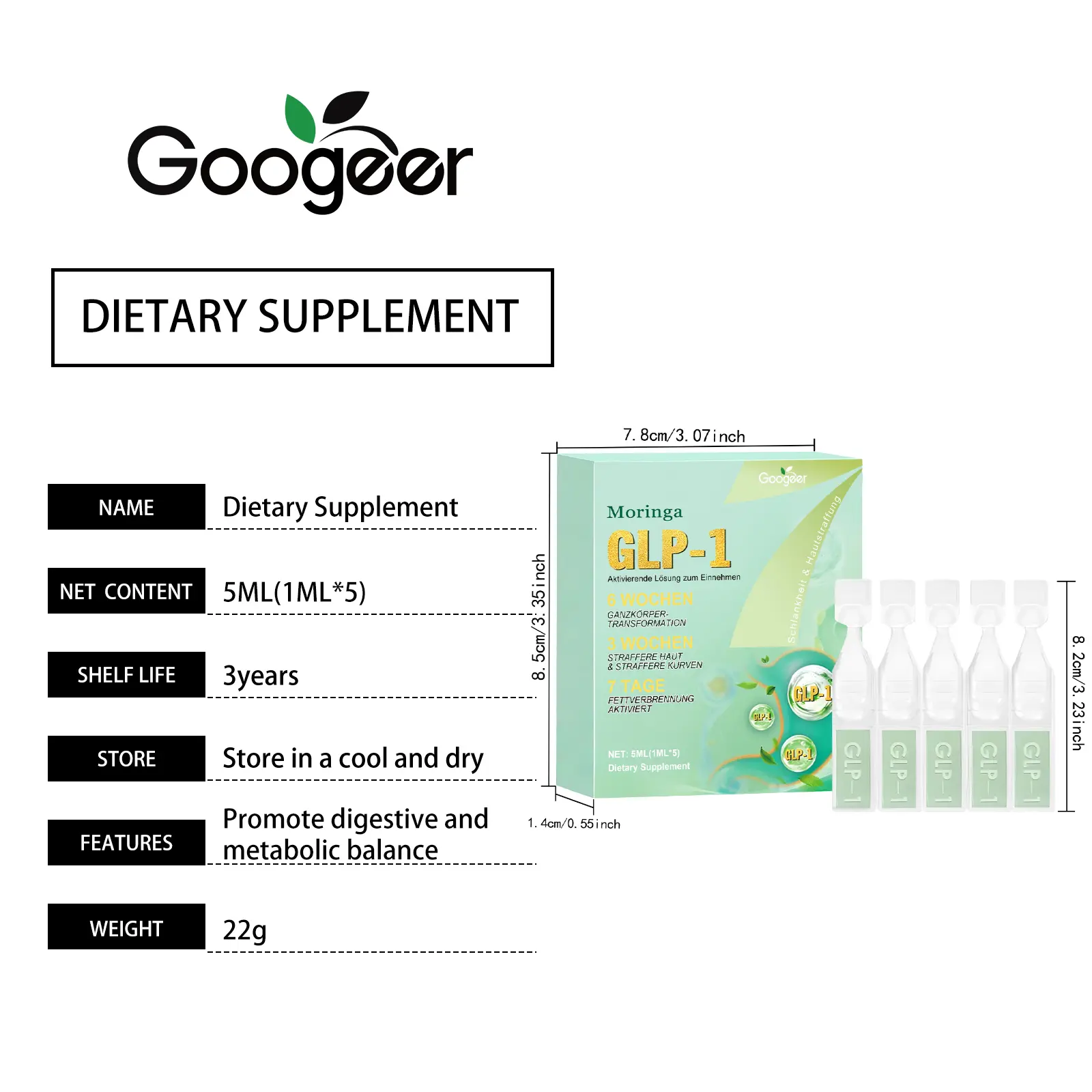 Weight Management Drops with Green Tea, Moringa & Turmeric 7 googeer glp1 slimming aid drops GO I02 0251 01 5697