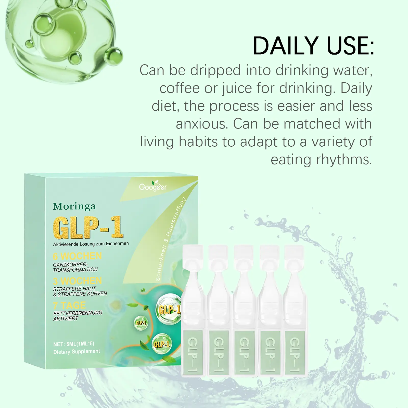 Weight Management Drops with Green Tea, Moringa & Turmeric 12 googeer glp1 slimming aid drops GO I02 0251 01 5699