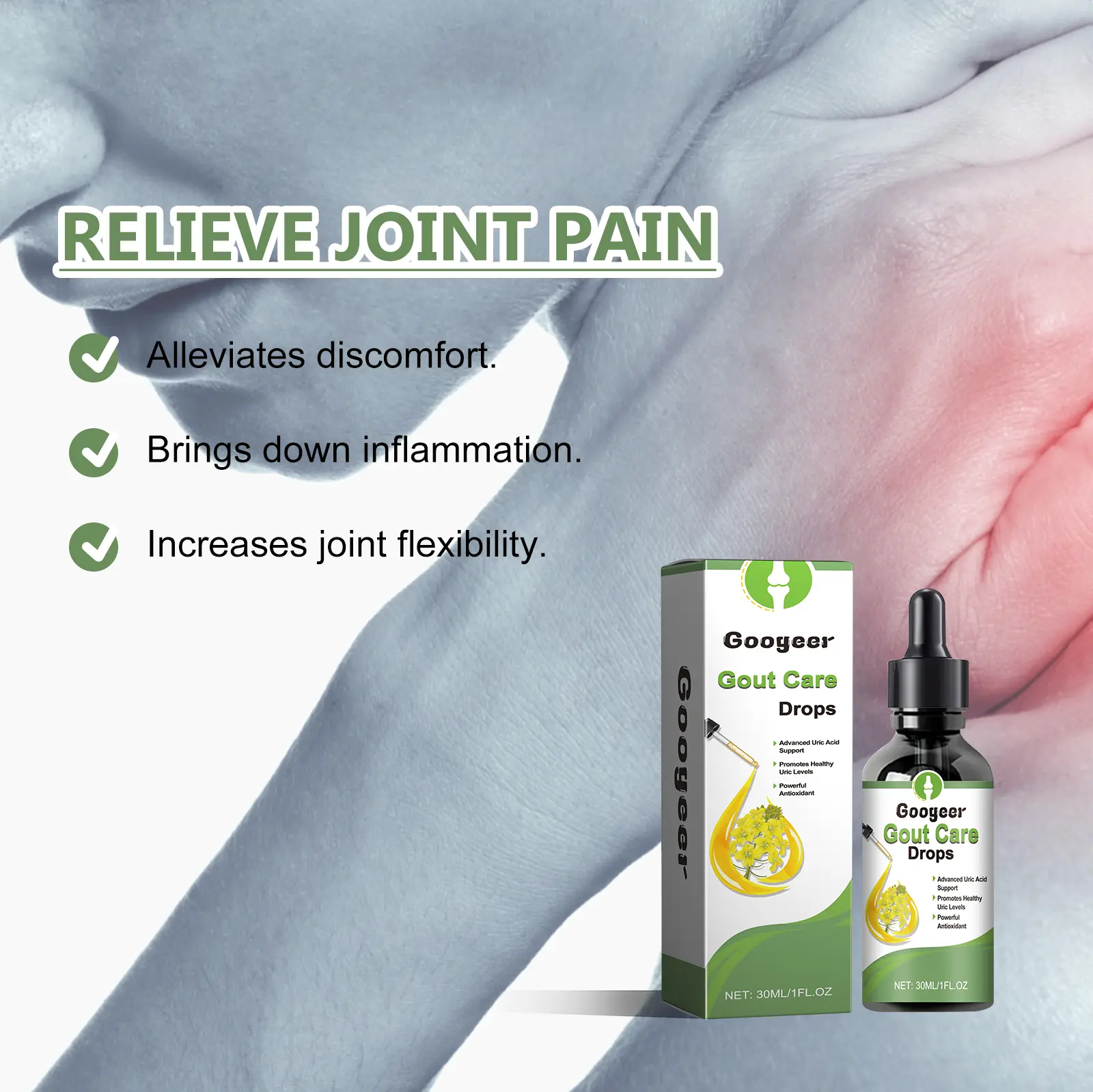 Gout Care Drops for Joint Support & Flexibility - Googeer 12 googeer gout care drops joint pain GOI02 A023 30 GN1 1004