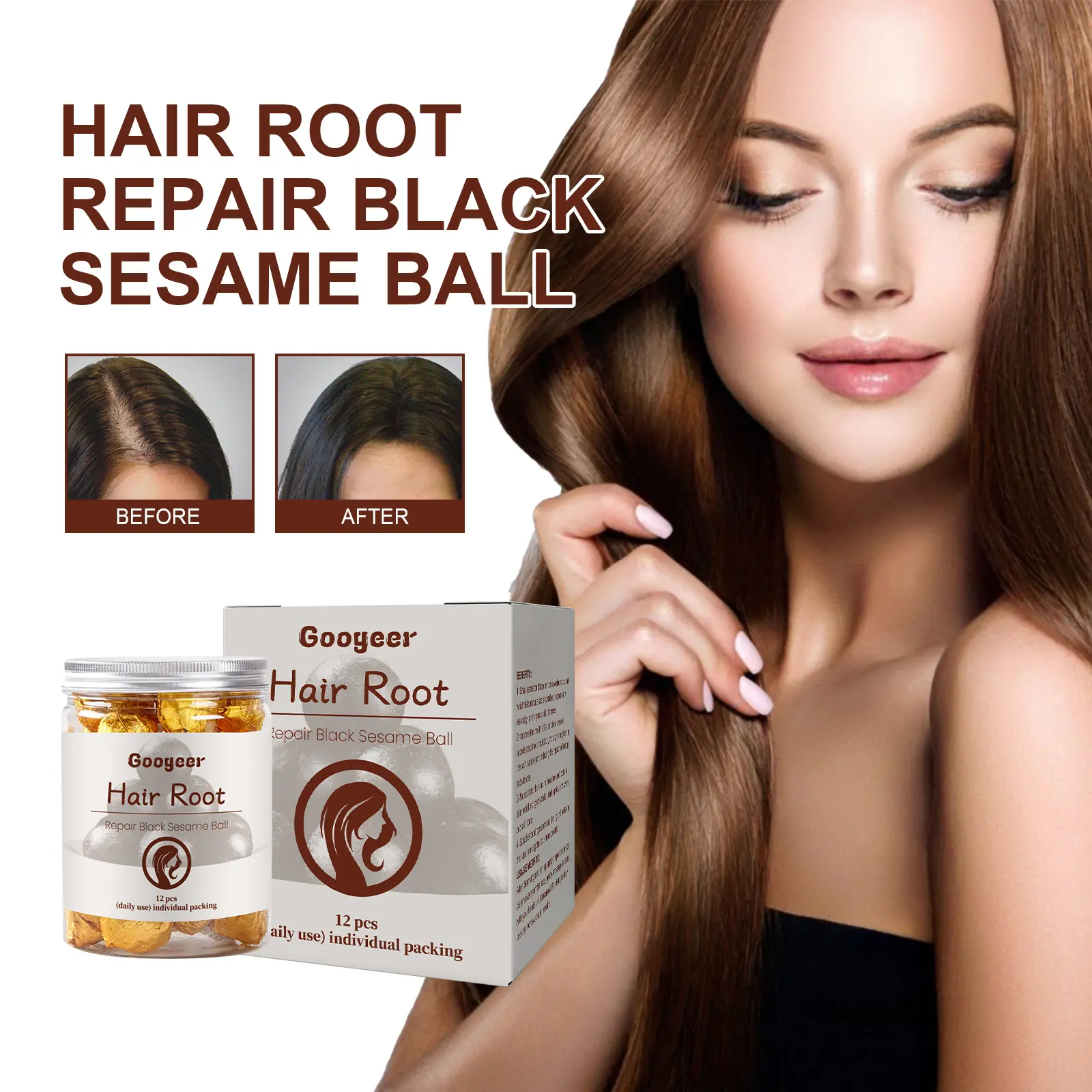Hair Follicle Care Black Sesame Balls - Nutrient-Rich Formula 8 googeer hair follicle black sesame ball GOH02 A018 12 WH1 4042