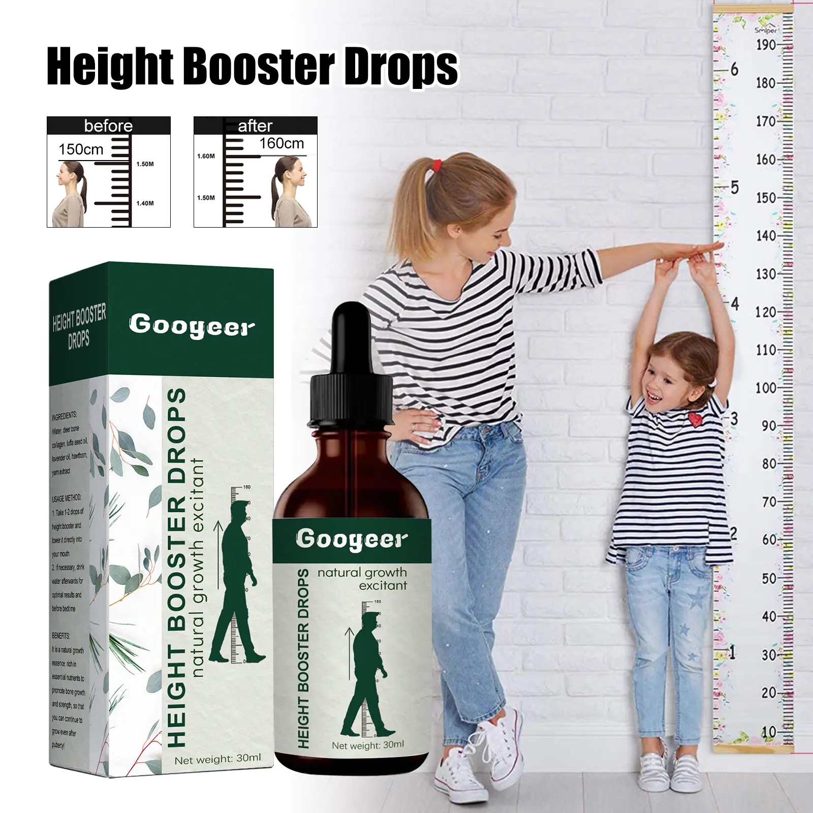 Bone Health Support Drops with Vitamin D3 and Collagen 16 googeer height boost essence oral GOH02 A008 30 GN1 3926