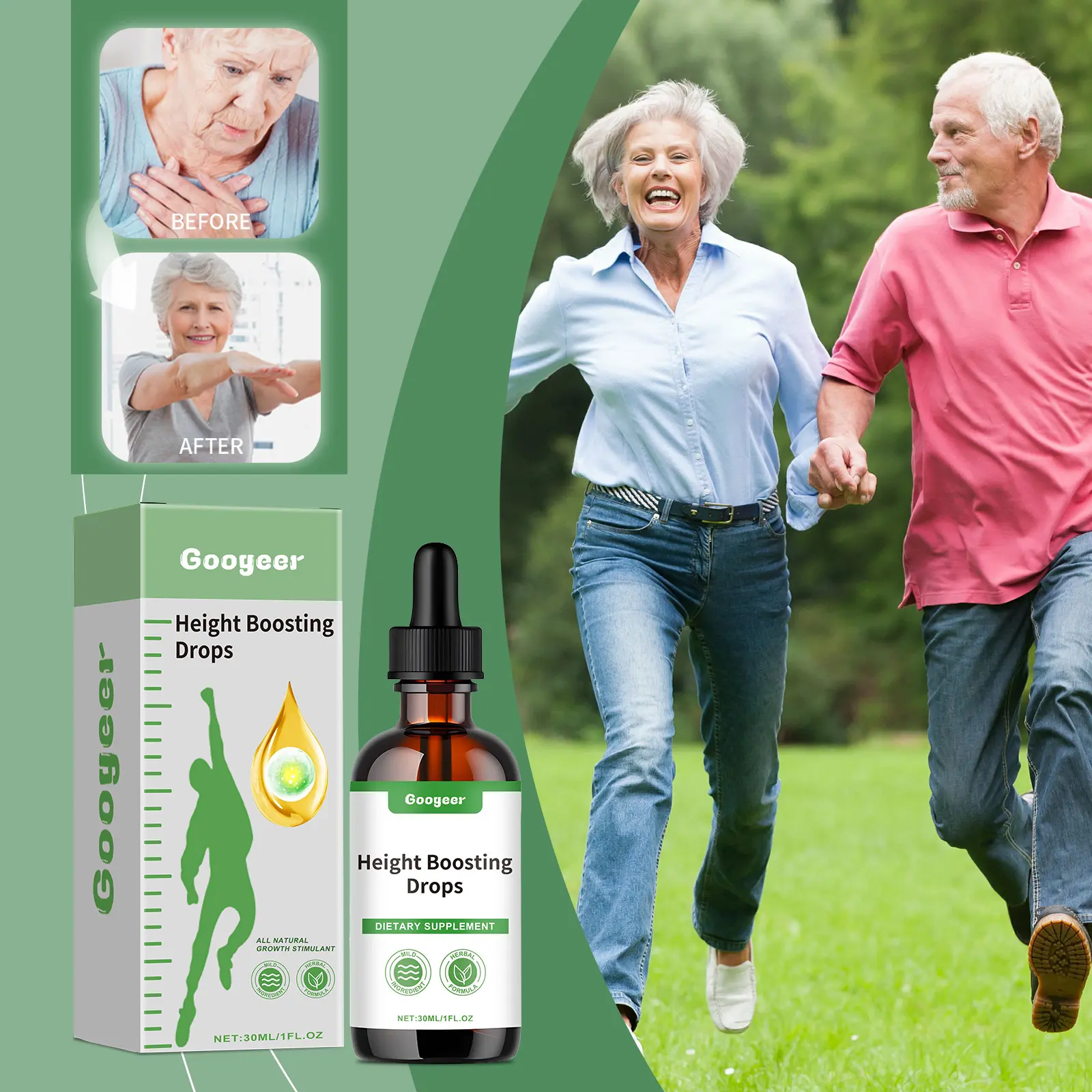 Herbal Supplement Drops with Vitamin B1 and Chinese Herbal Extracts by Googeer 8 googeer height boosting drops GO I02 0165 01 1088