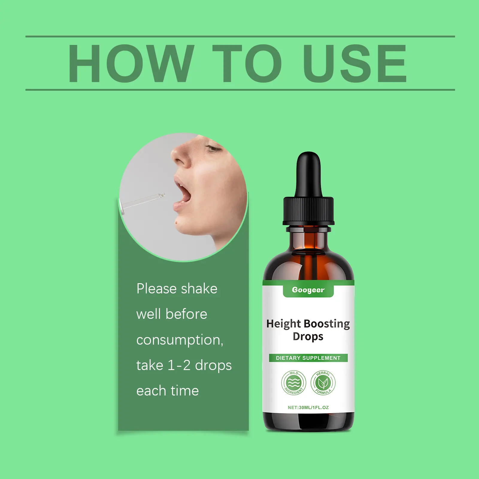 Herbal Supplement Drops with Vitamin B1 and Chinese Herbal Extracts by Googeer 10 googeer height boosting drops GO I02 0165 01 1090